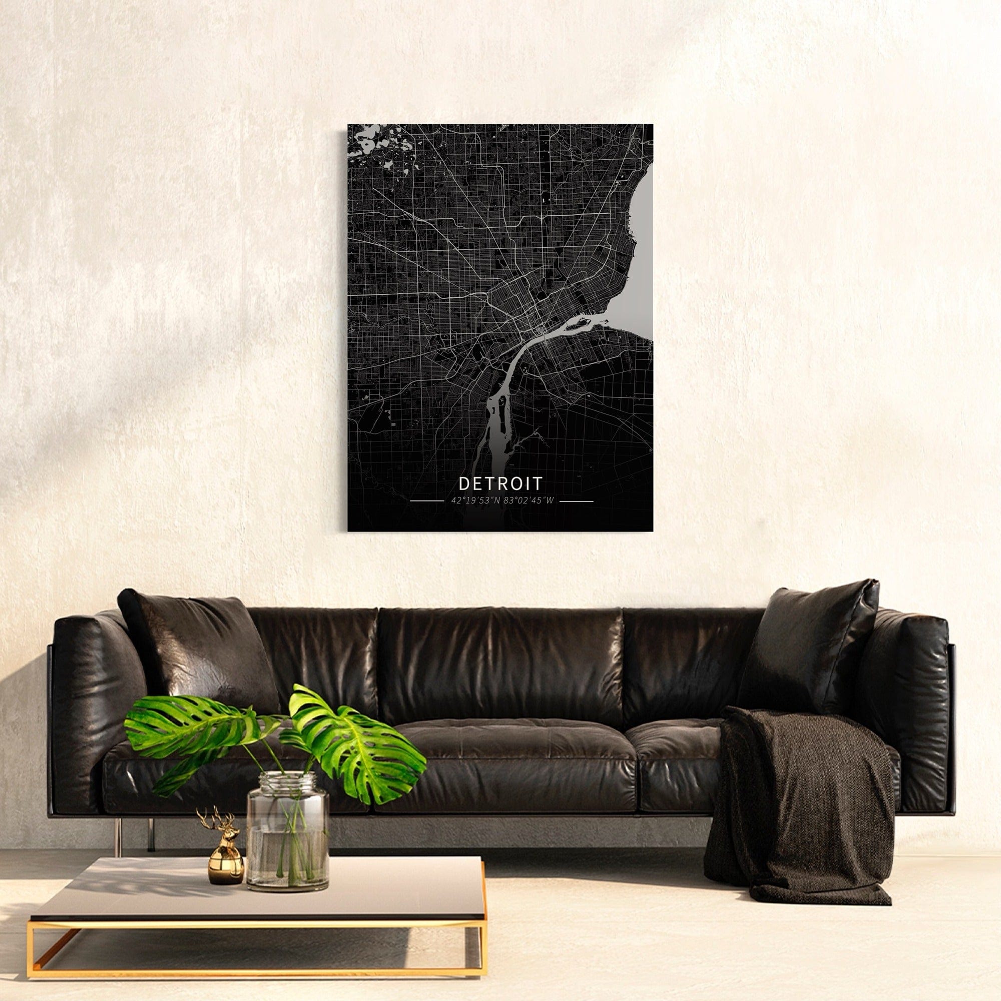 Detroit City Map Canvas