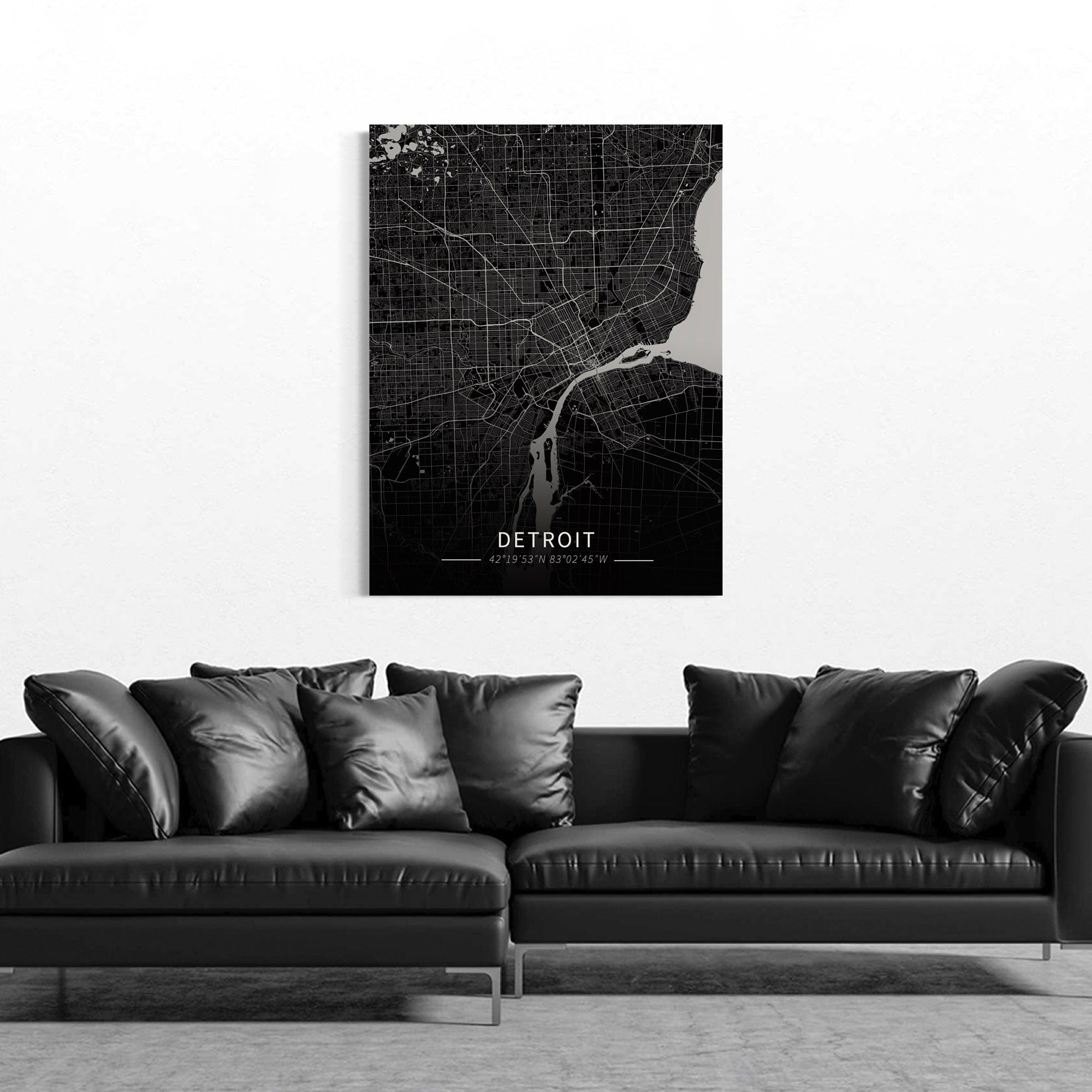 Detroit City Map Canvas