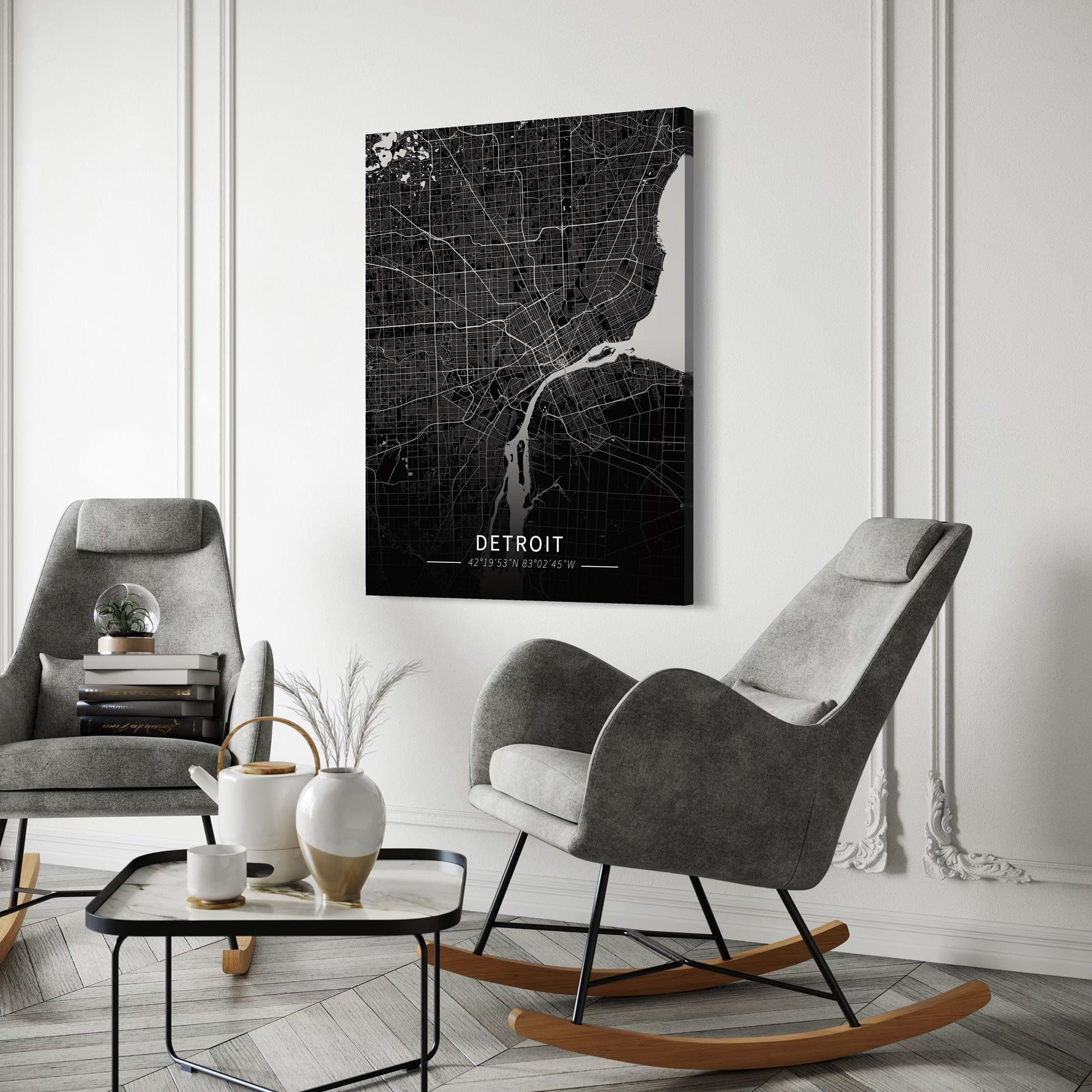 Detroit City Map Canvas