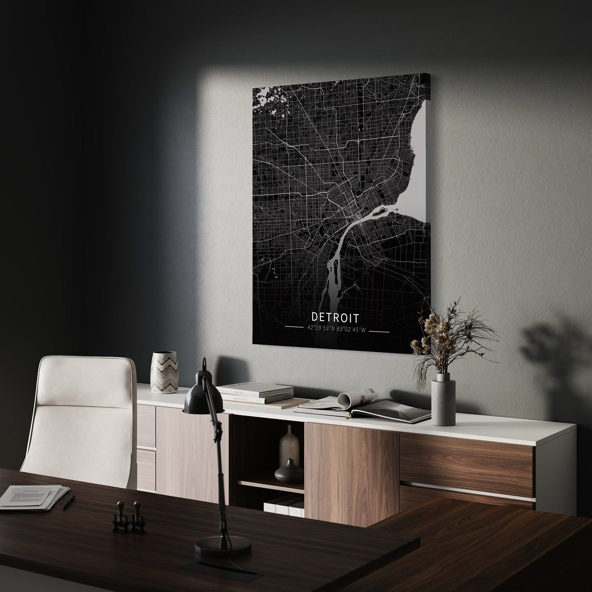Detroit City Map Canvas