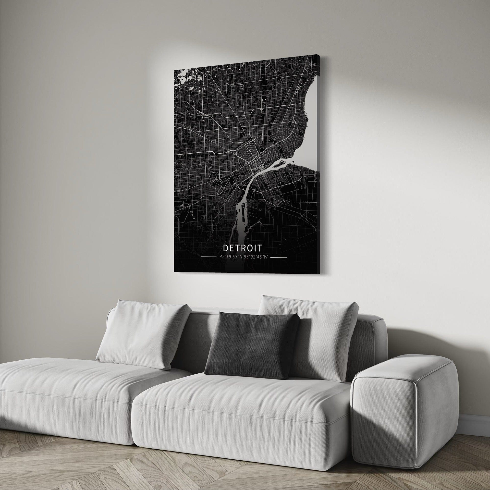 Detroit City Map Canvas