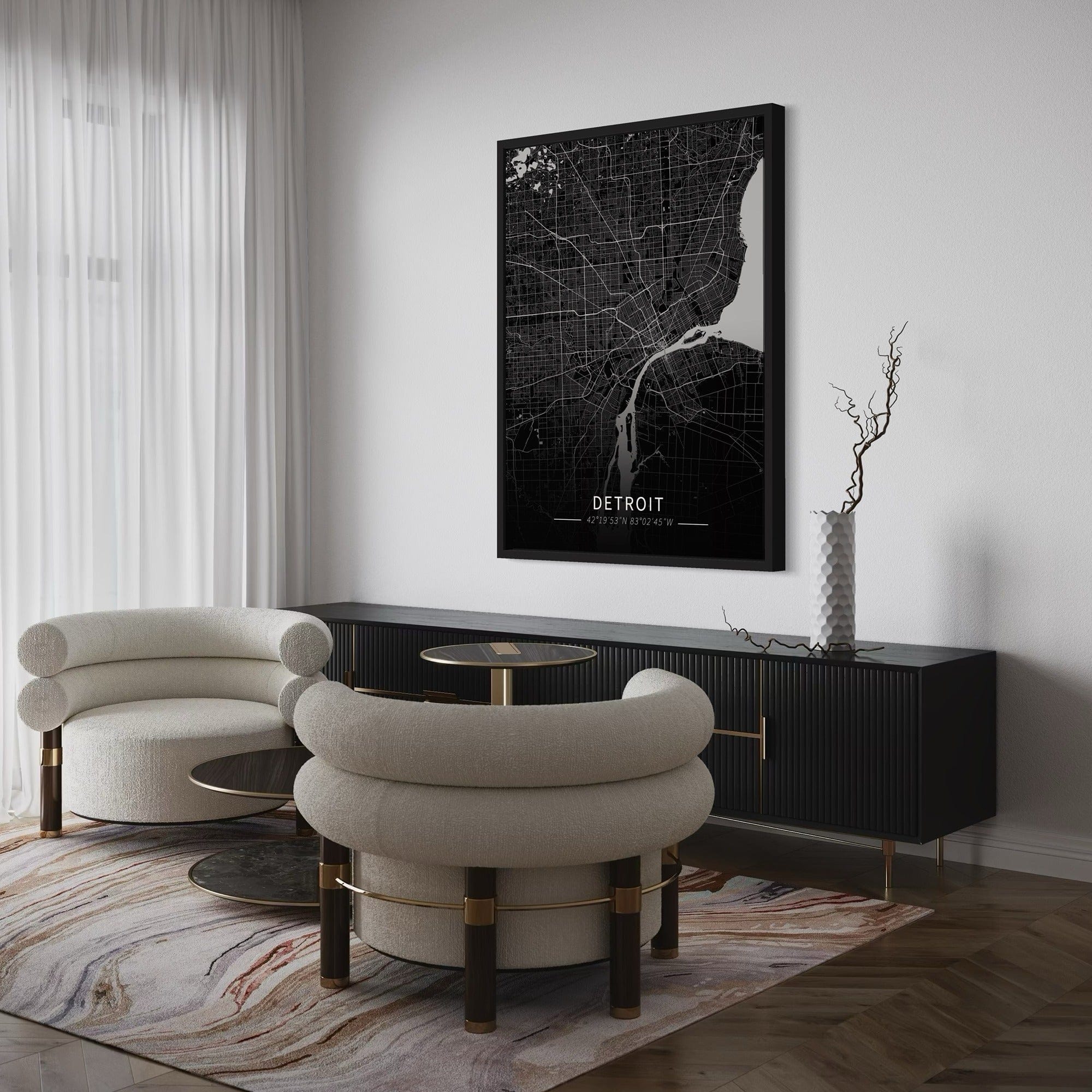 Detroit City Map Canvas