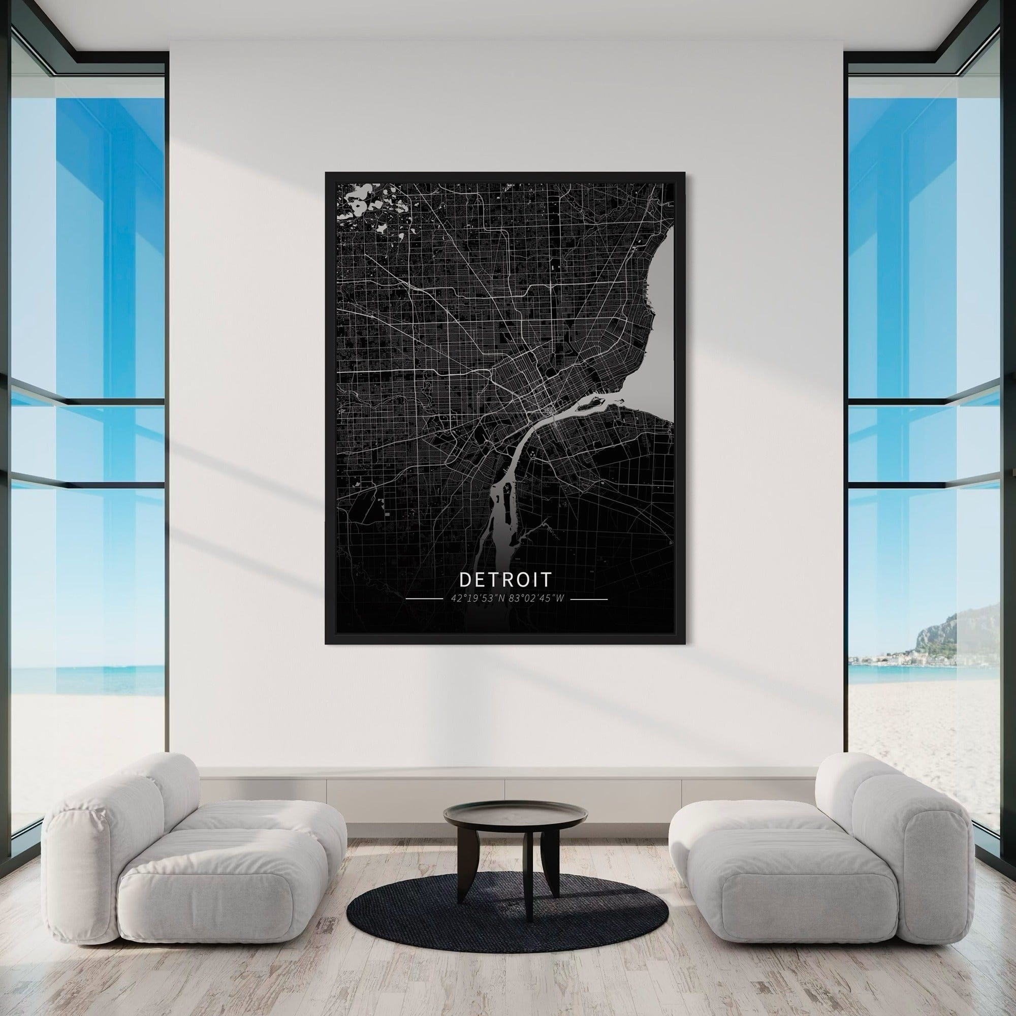 Detroit City Map Canvas
