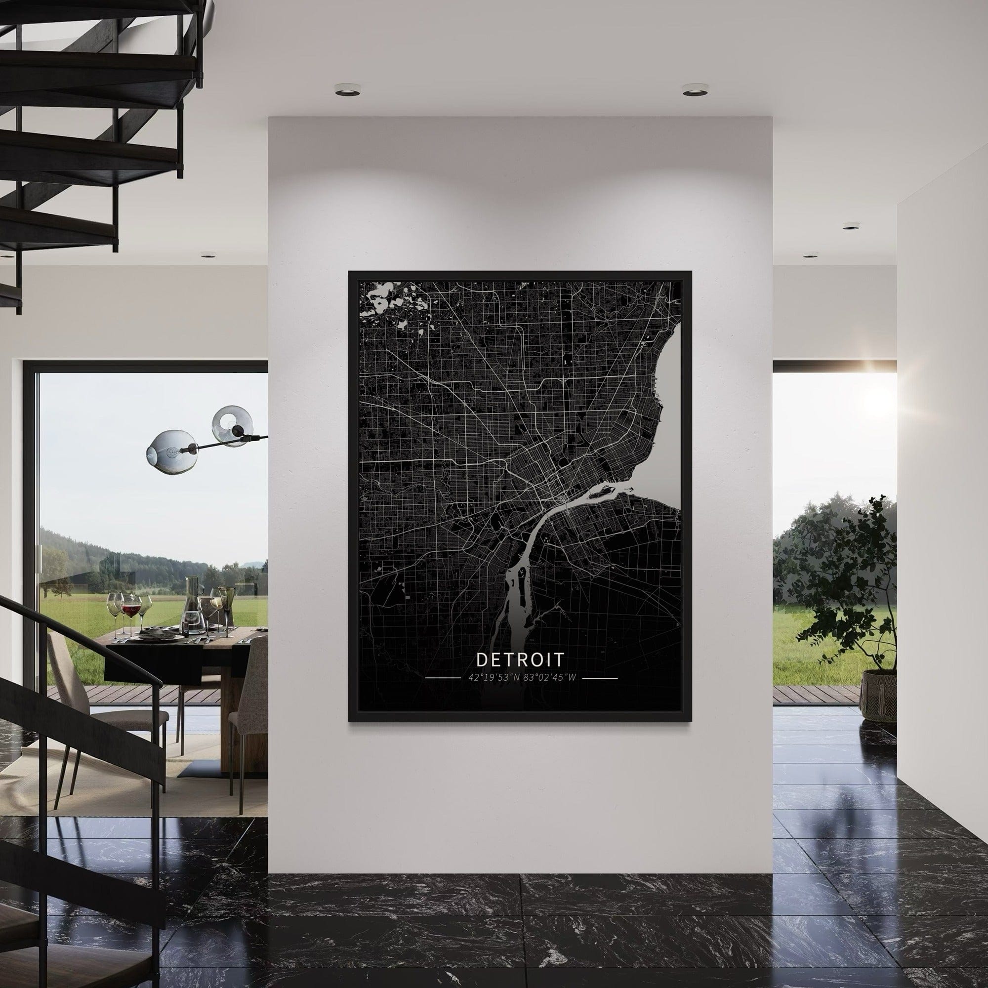 Detroit City Map Canvas