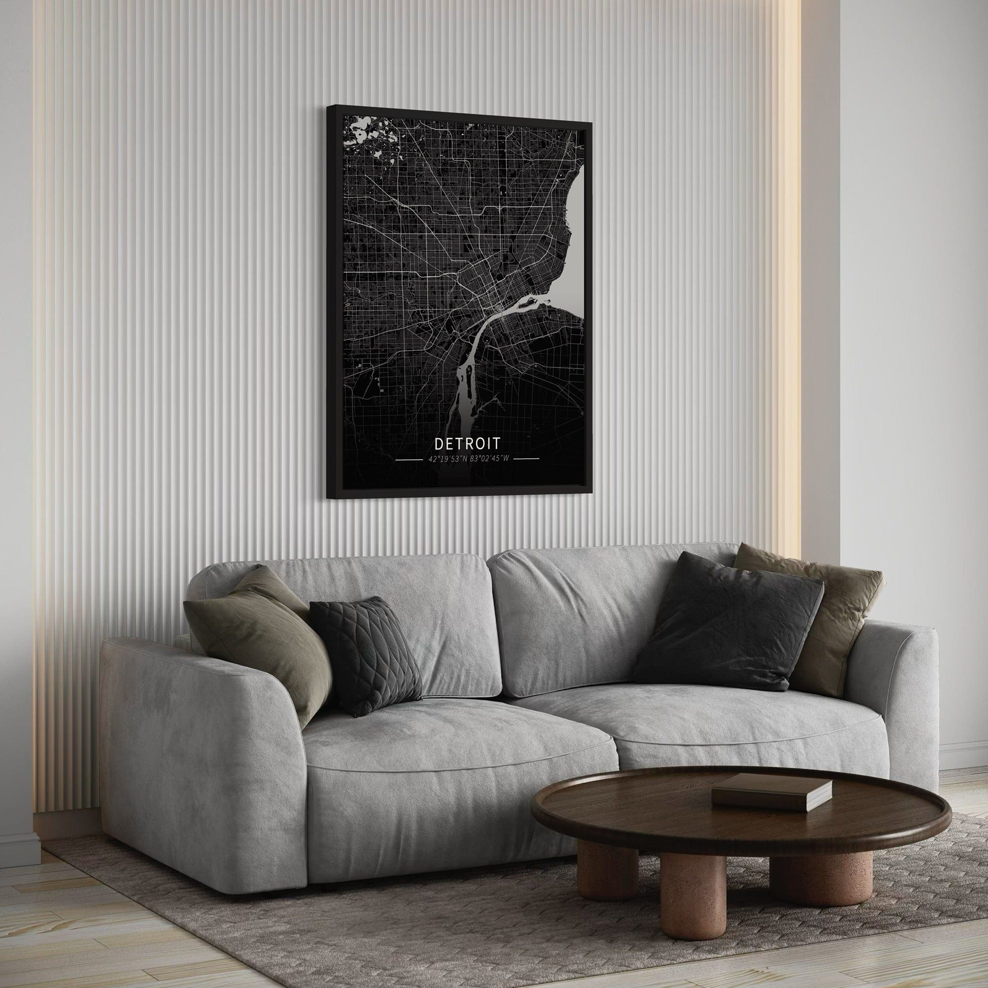 Detroit City Map Canvas