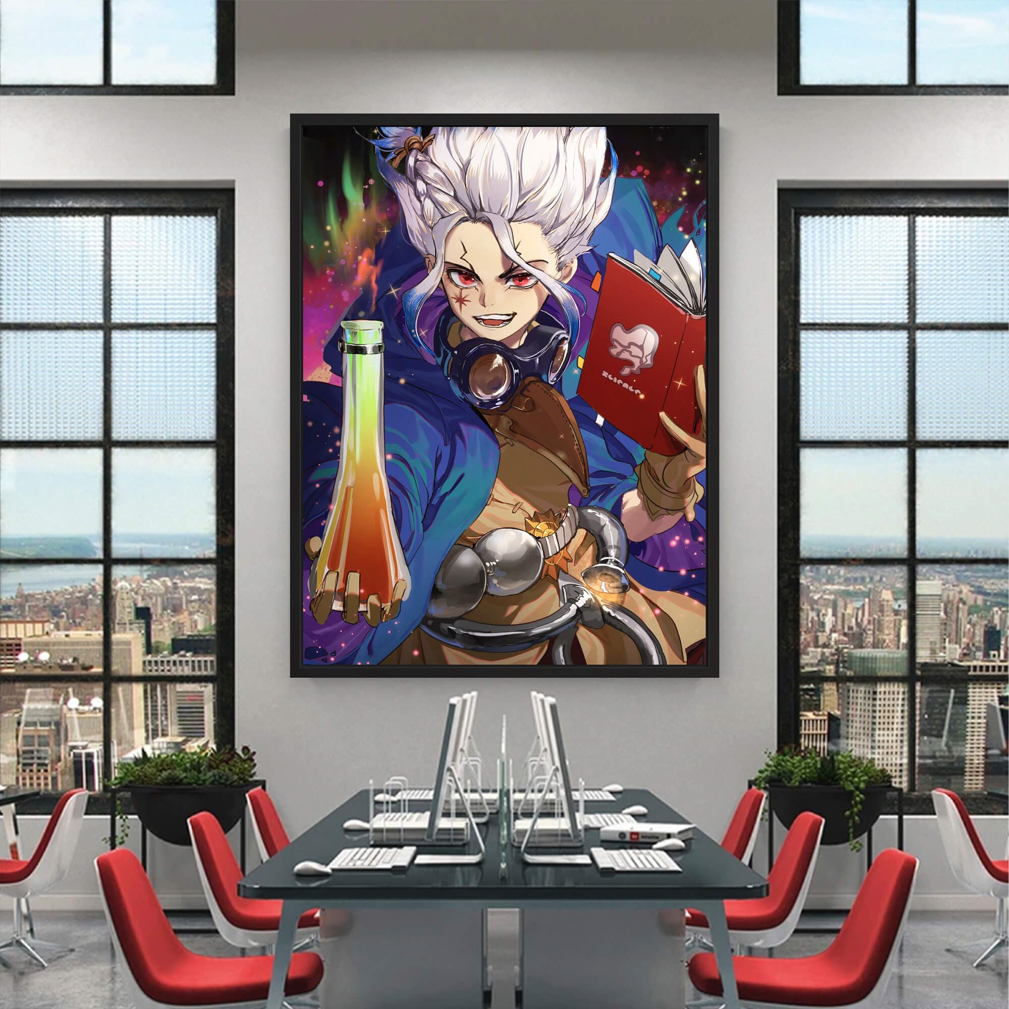 Anime Scientist Wall Art - Dr. Stone Inspired Canvas Print for Home & Gaming Room Decor