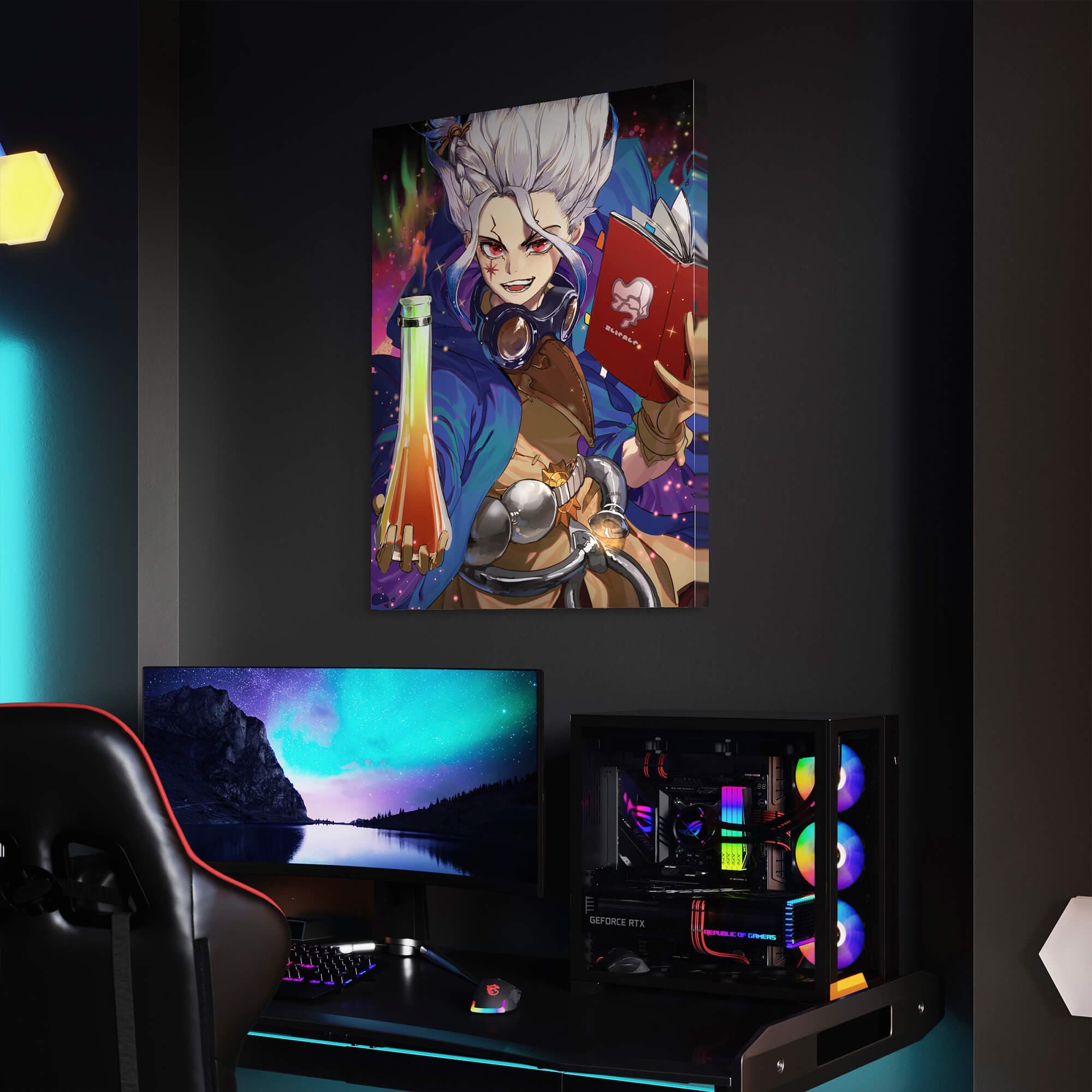 Anime Scientist Wall Art - Dr. Stone Inspired Canvas Print for Home & Gaming Room Decor