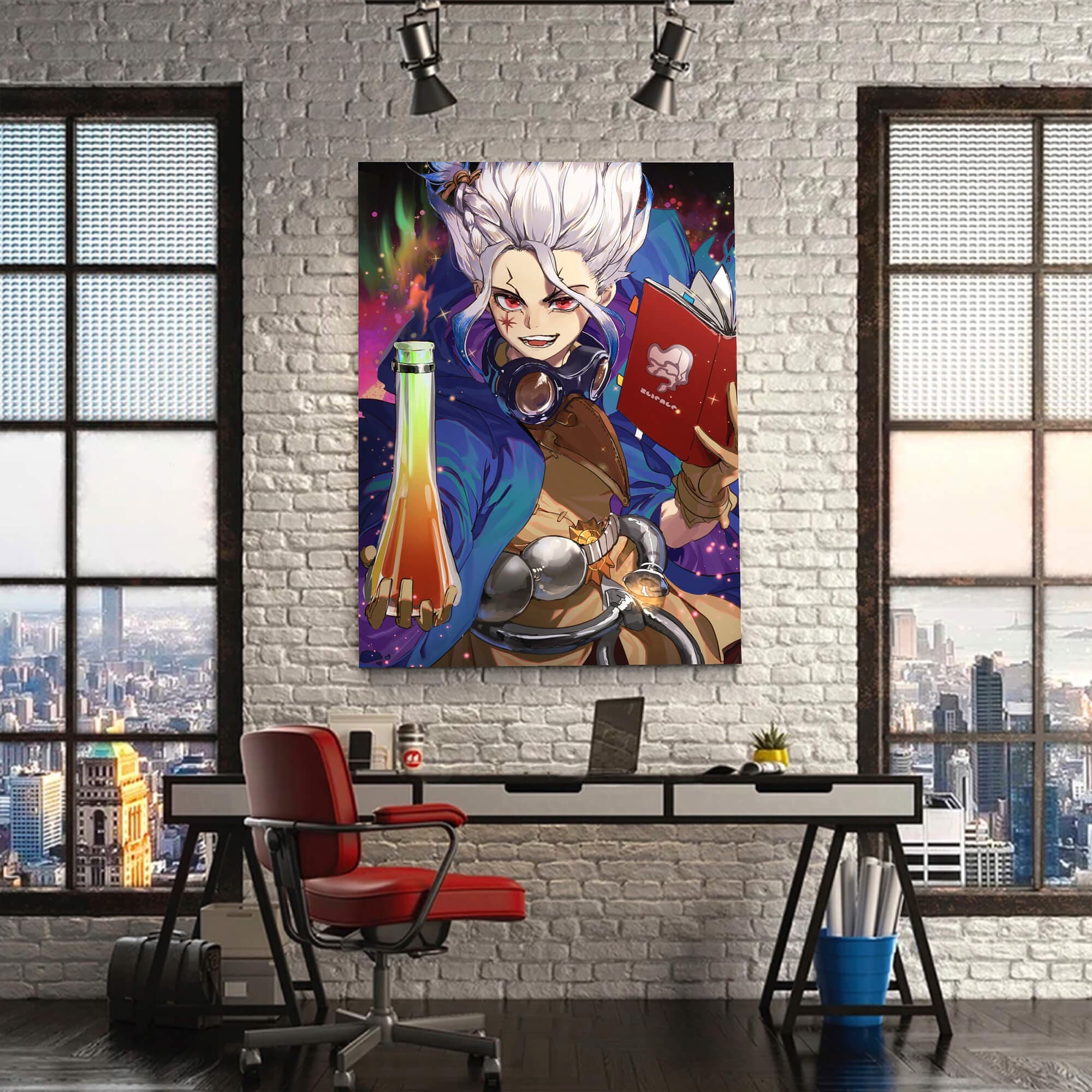 Anime Scientist Wall Art - Dr. Stone Inspired Canvas Print for Home & Gaming Room Decor