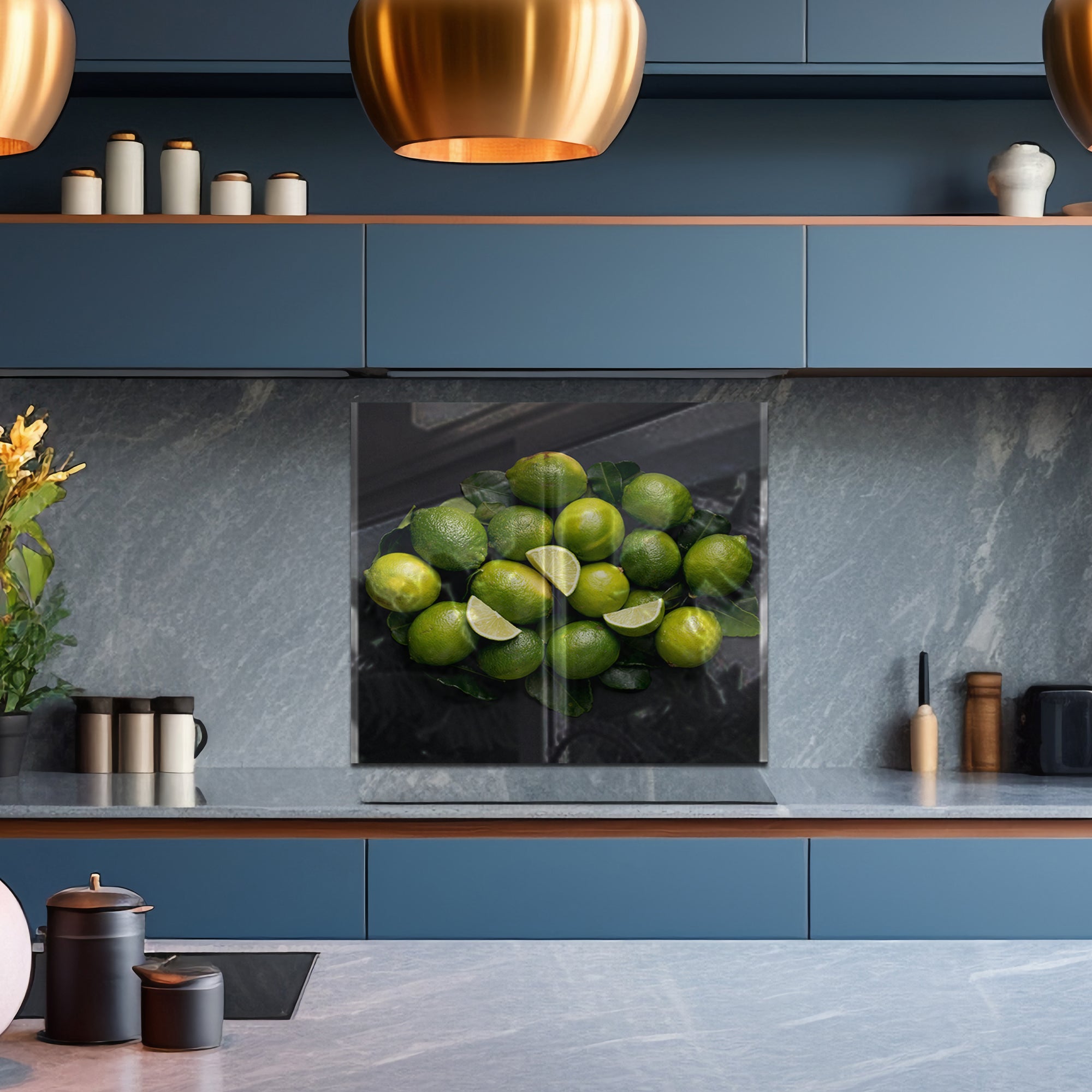 Fresh Lime Burst – Tempered Glass Kitchen Backsplash