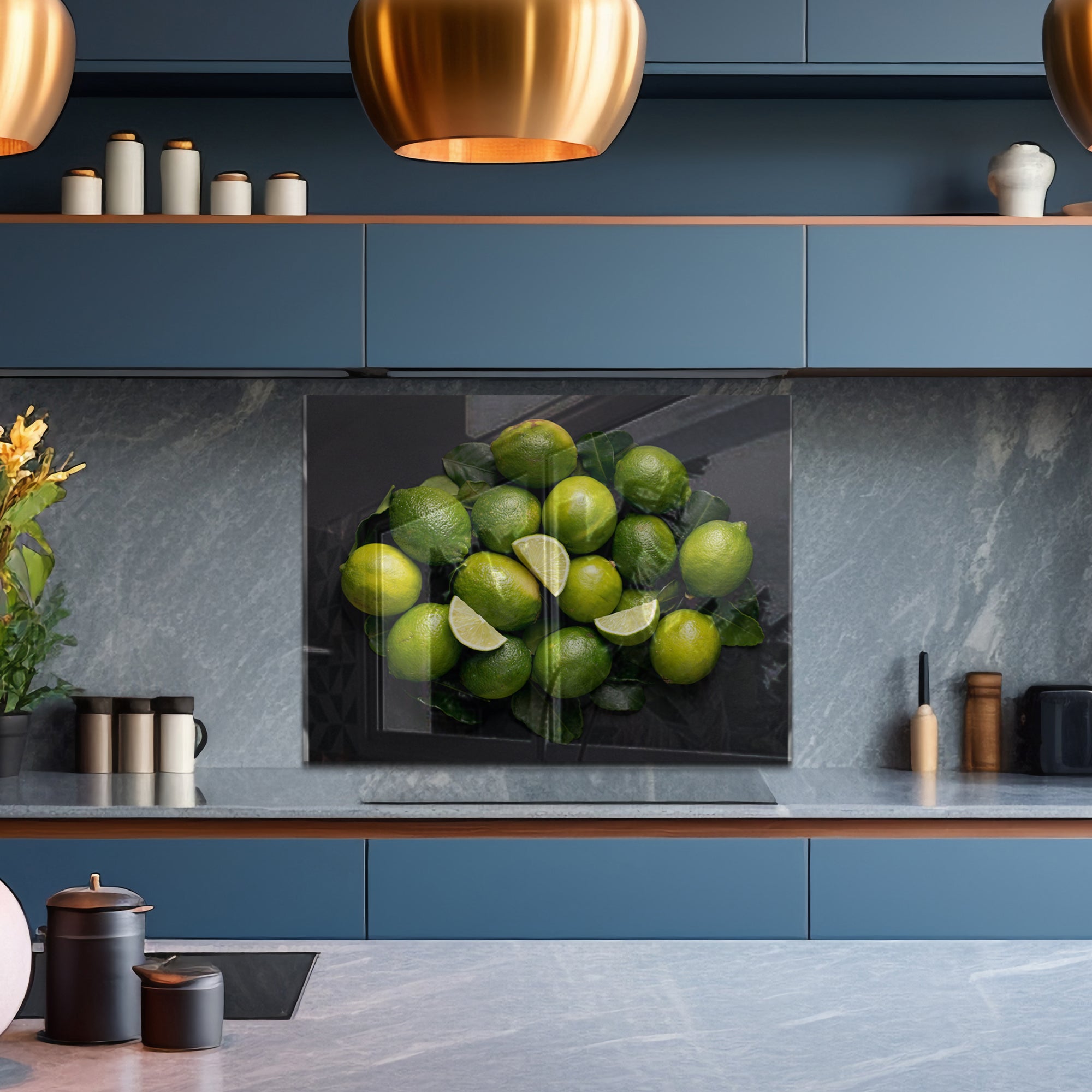 Fresh Lime Burst – Tempered Glass Kitchen Backsplash