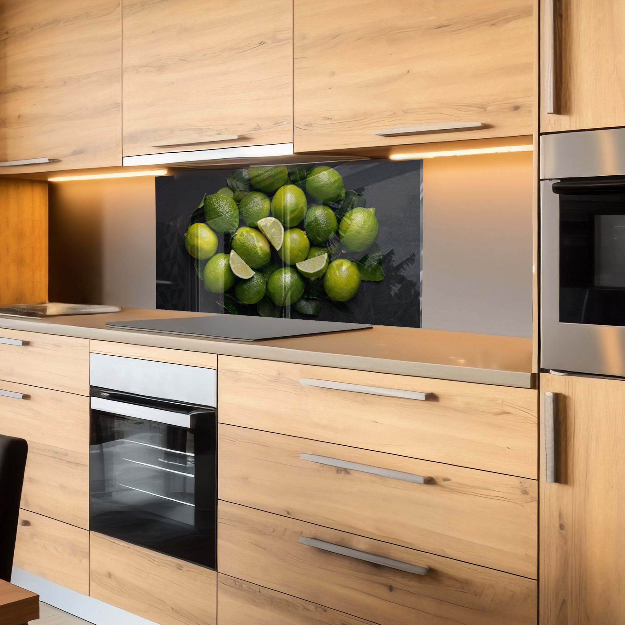 Fresh Lime Burst – Tempered Glass Kitchen Backsplash