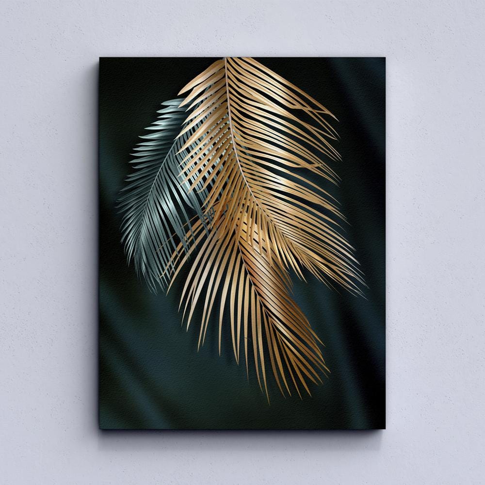 Golden Leaves Abstract Canvas