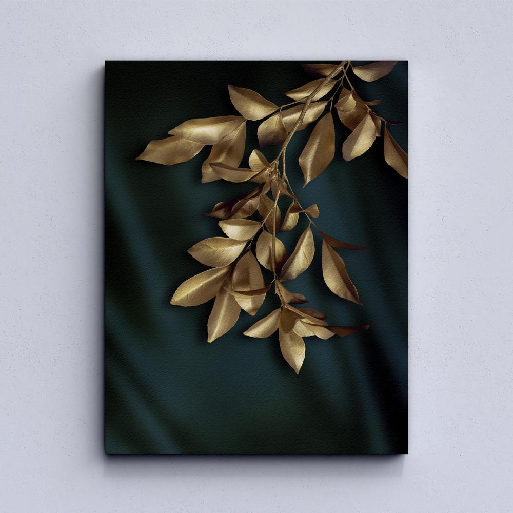 Golden Leaves Abstract Canvas