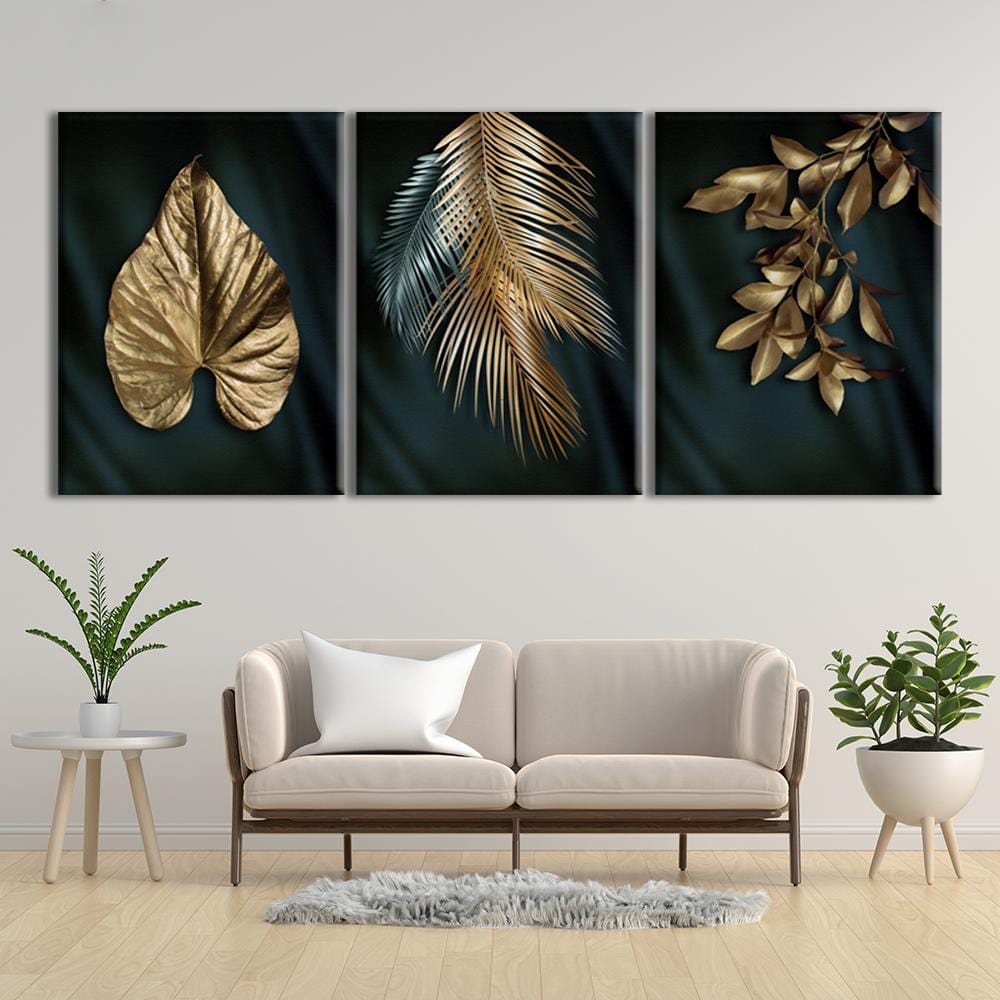 Golden Leaves Abstract Canvas