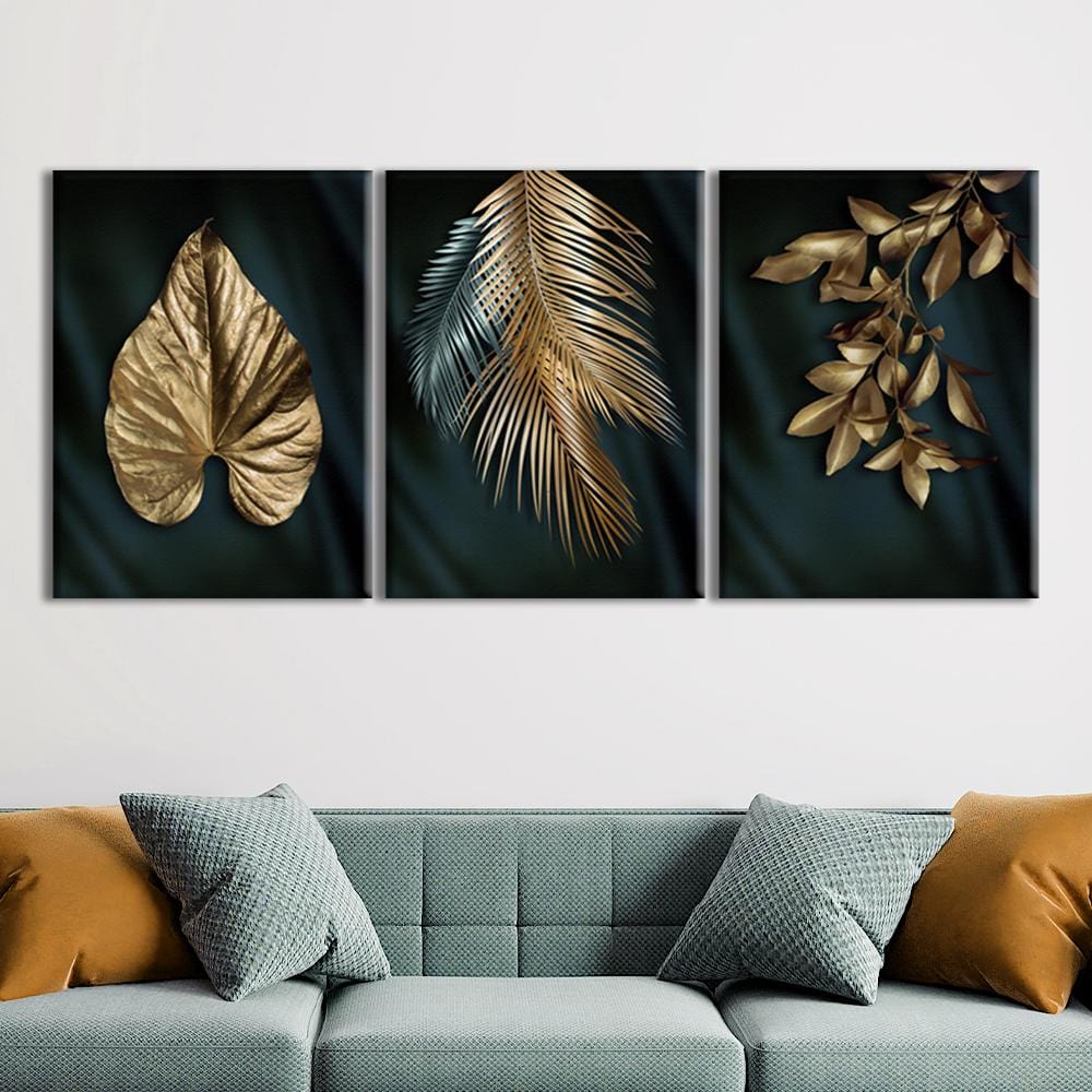 Golden Leaves Abstract Canvas