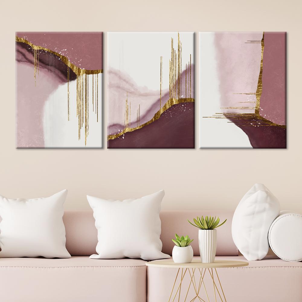 Golden Pink Abstract Canvas