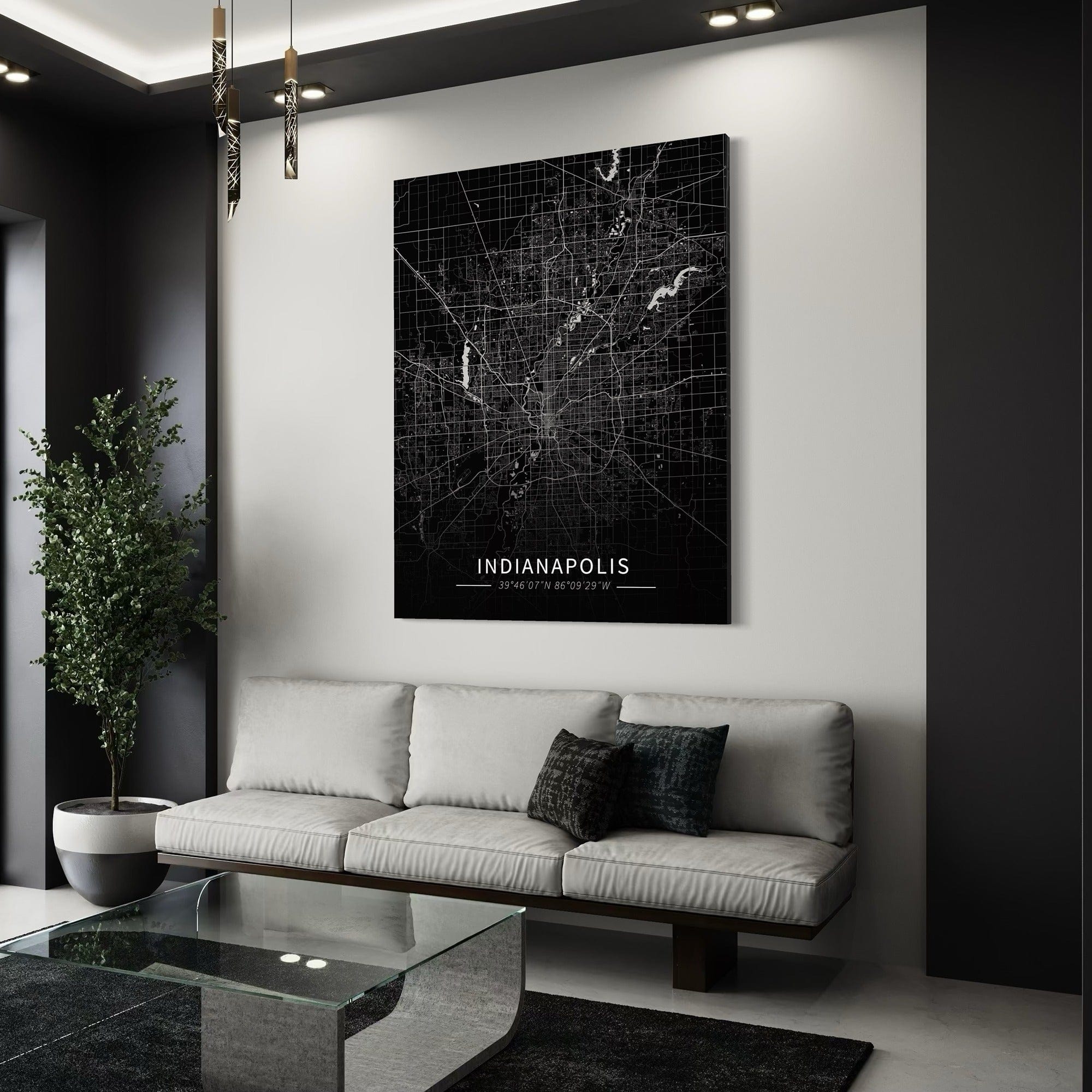Indianapolis City Map Canvas
