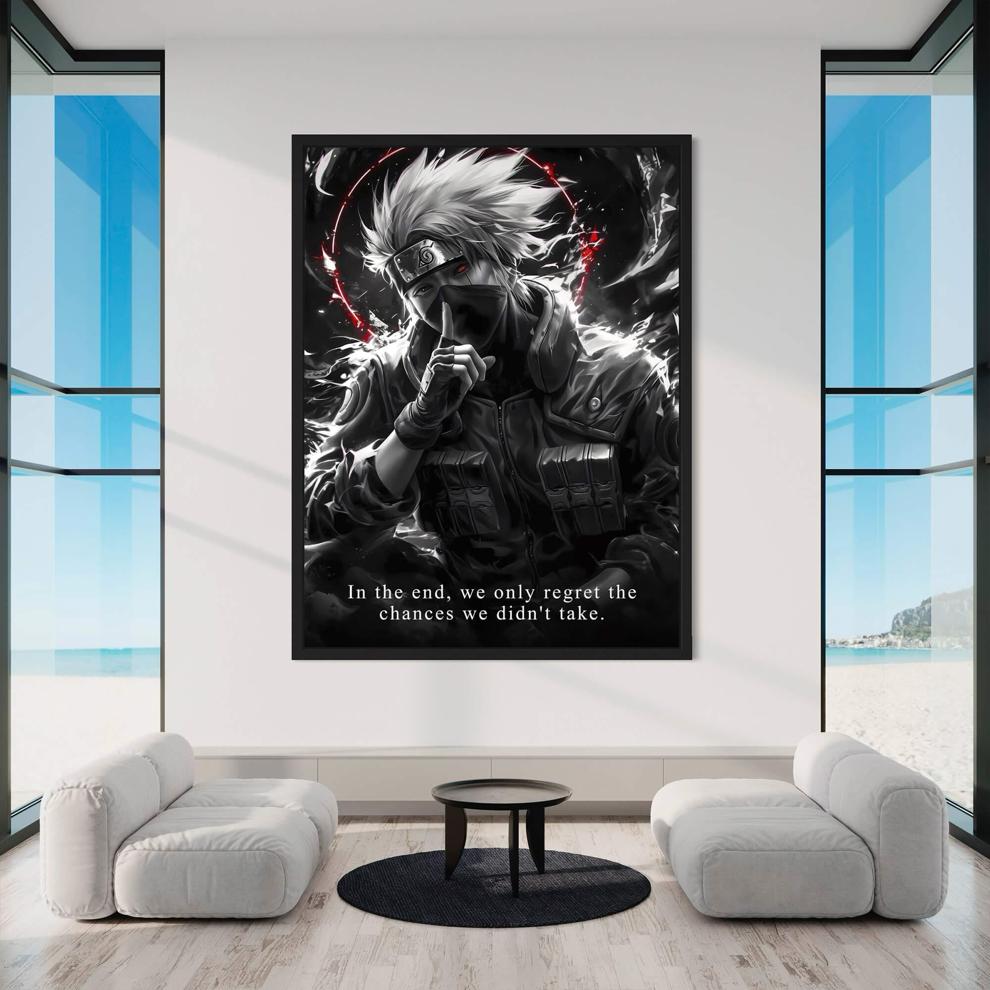 Kakashi Hatake Canvas Wall Art – Dark Anime Aesthetic for True Shinobi Fans