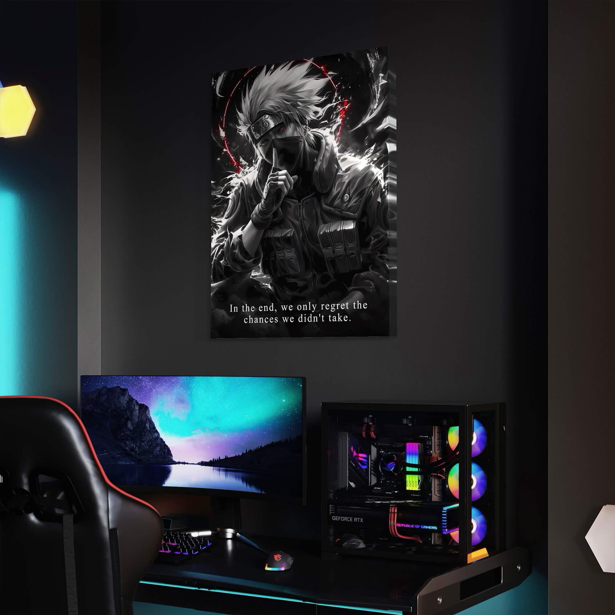 Kakashi Hatake Canvas Wall Art – Dark Anime Aesthetic for True Shinobi Fans