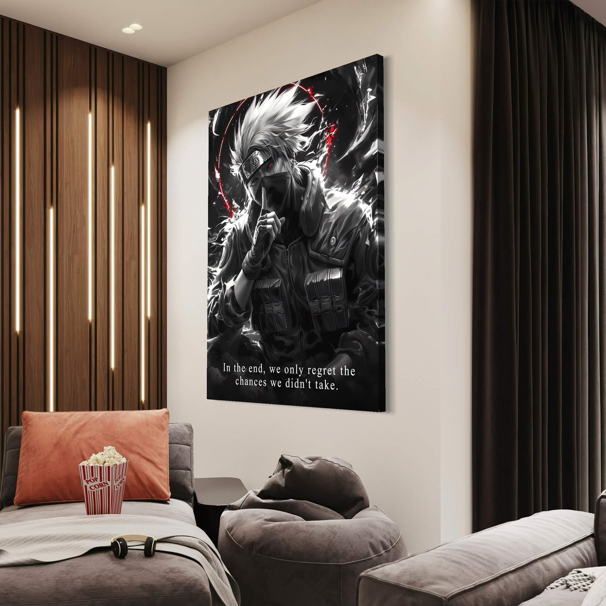 Kakashi Hatake Canvas Wall Art – Dark Anime Aesthetic for True Shinobi Fans
