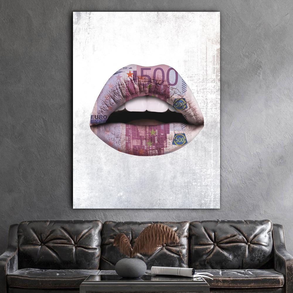 Lips Euro White Canvas