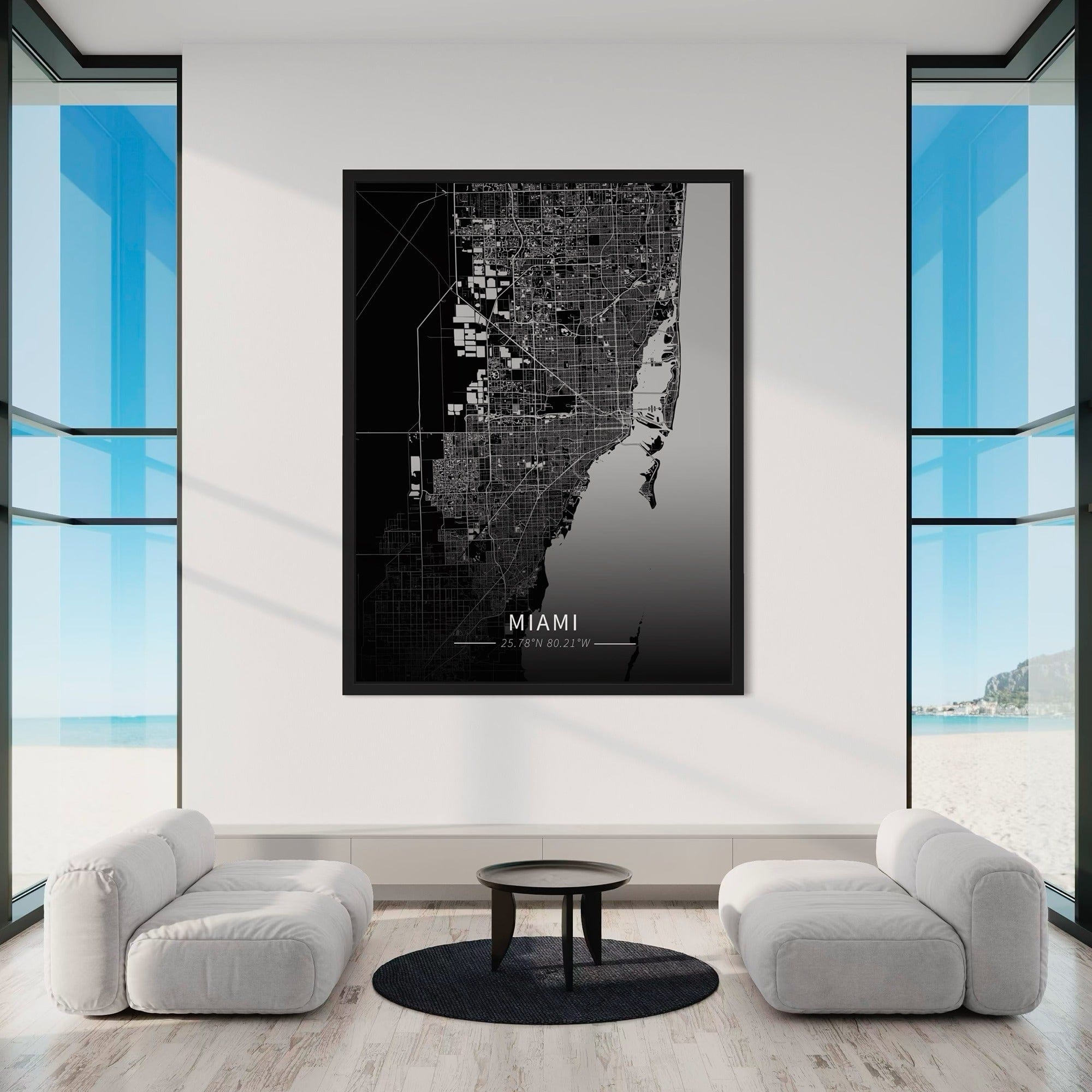 Miami City Map Canvas