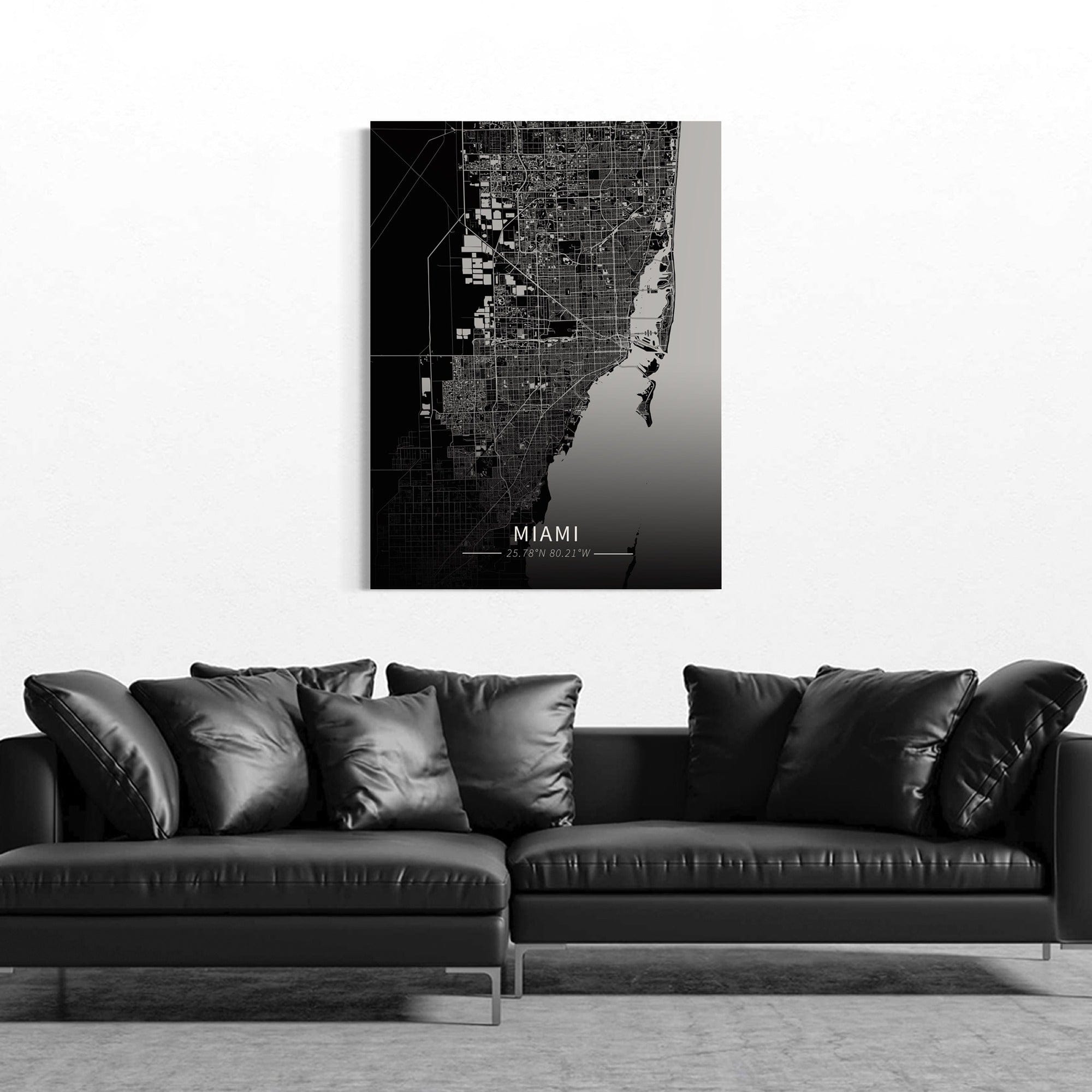 Miami City Map Canvas