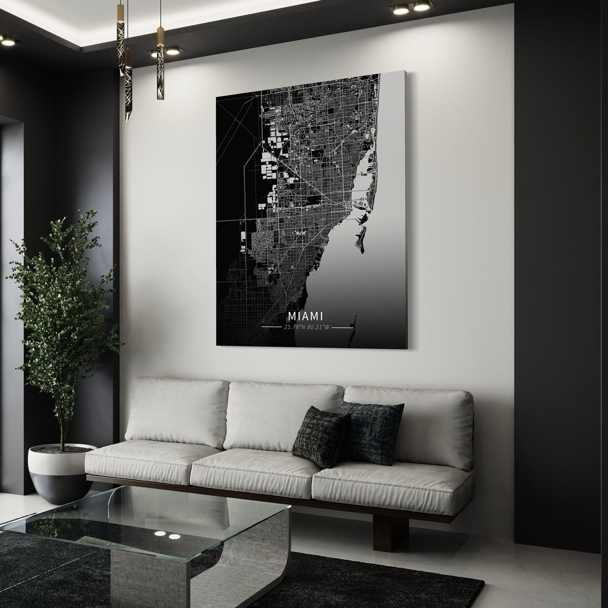 Miami City Map Canvas