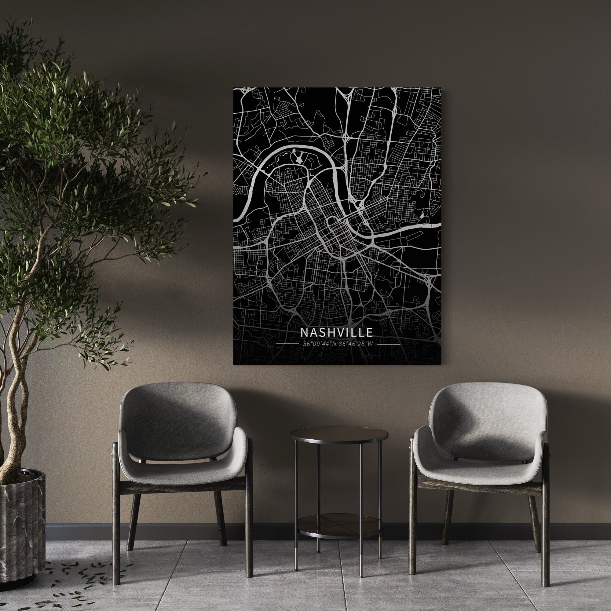 Nashville City Map Canvas