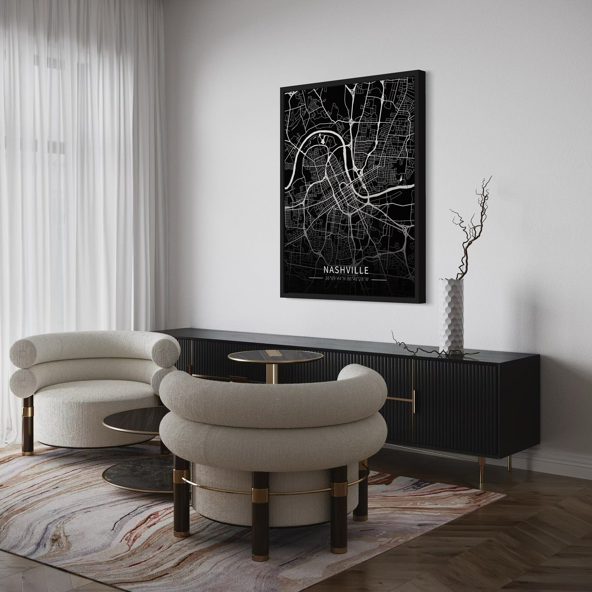 Nashville City Map Canvas