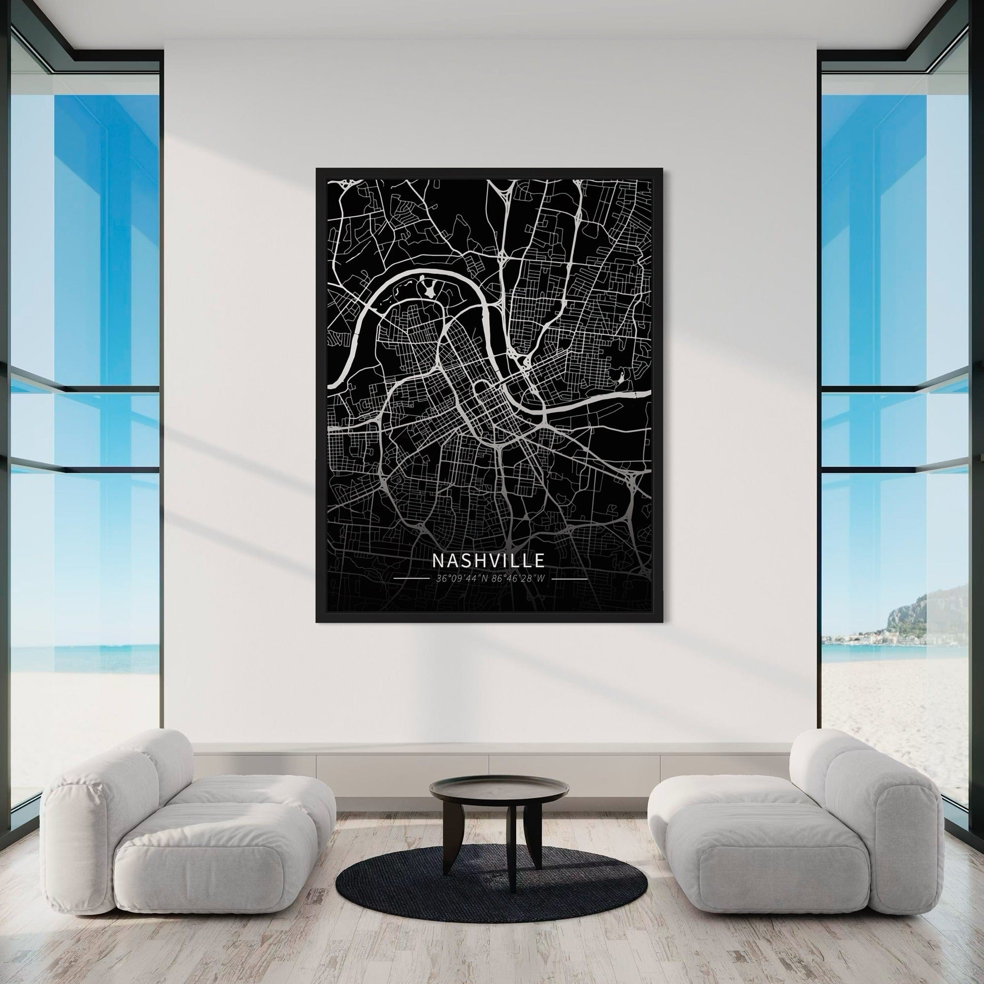 Nashville City Map Canvas