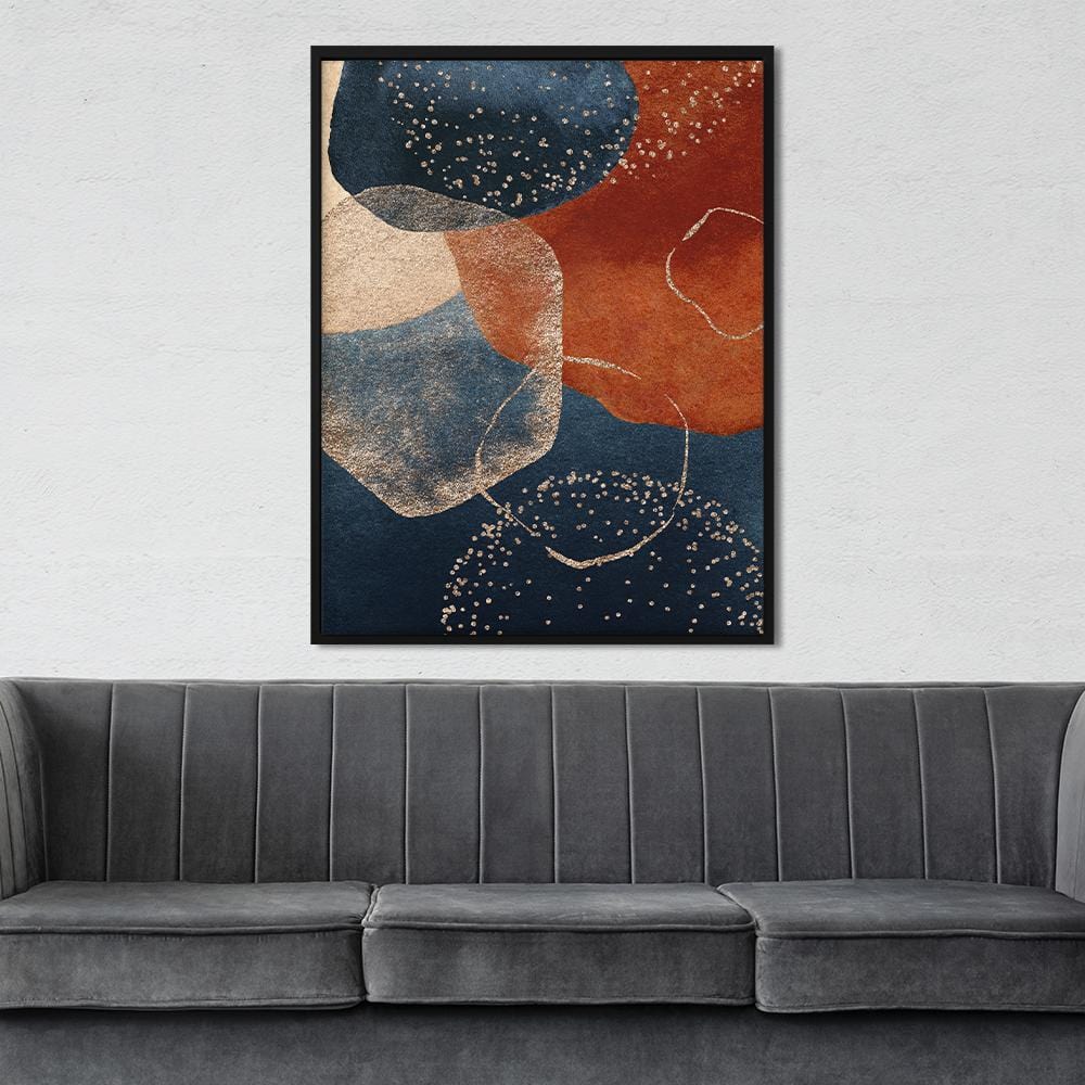 Navy Brown Geometric Canvas