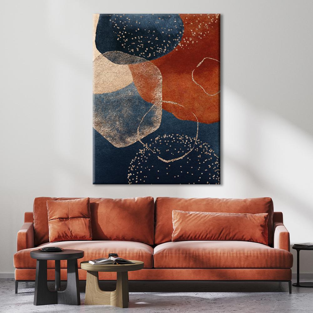 Navy Brown Geometric Canvas