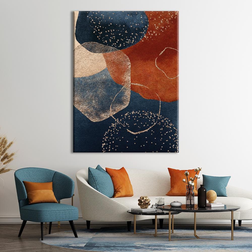 Navy Brown Geometric Canvas