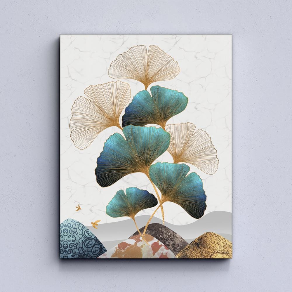 Nordic Gold Deer & Leaf Canvas