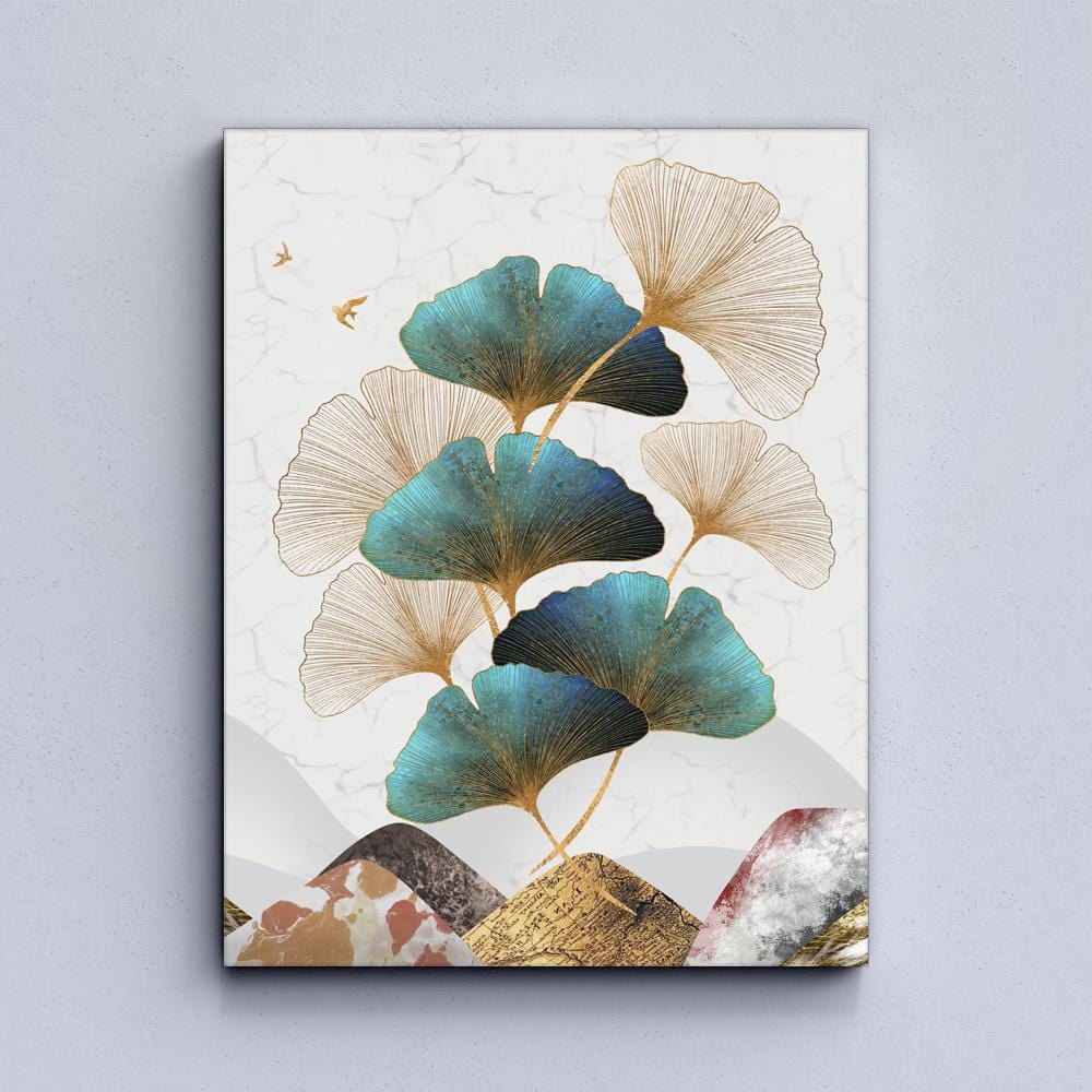 Nordic Gold Deer & Leaf Canvas