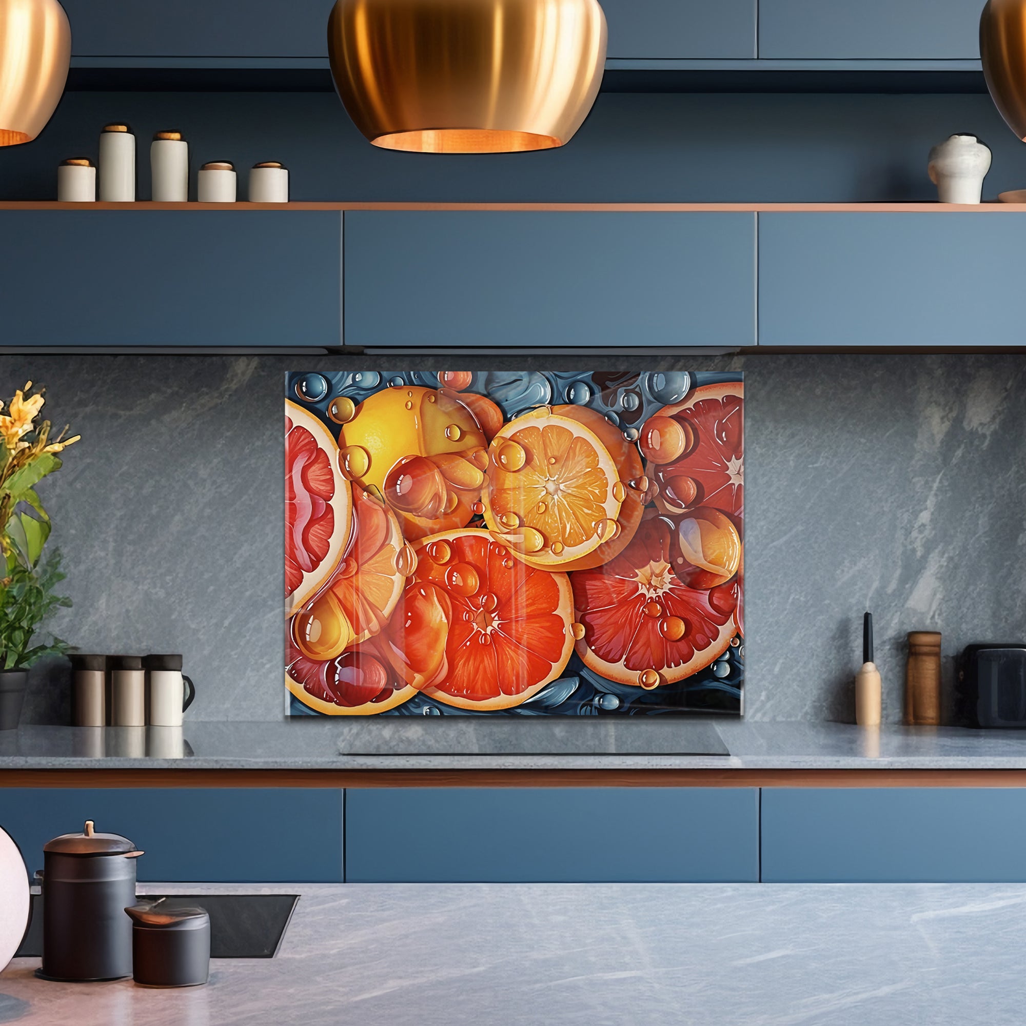 Orange Bliss – Colorful Citrus Tempered Glass Kitchen Backsplash