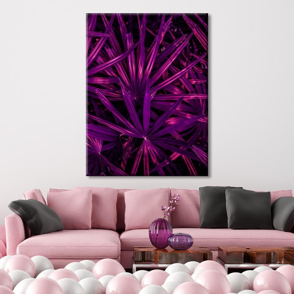 Purple Tropical Leaves Canvas