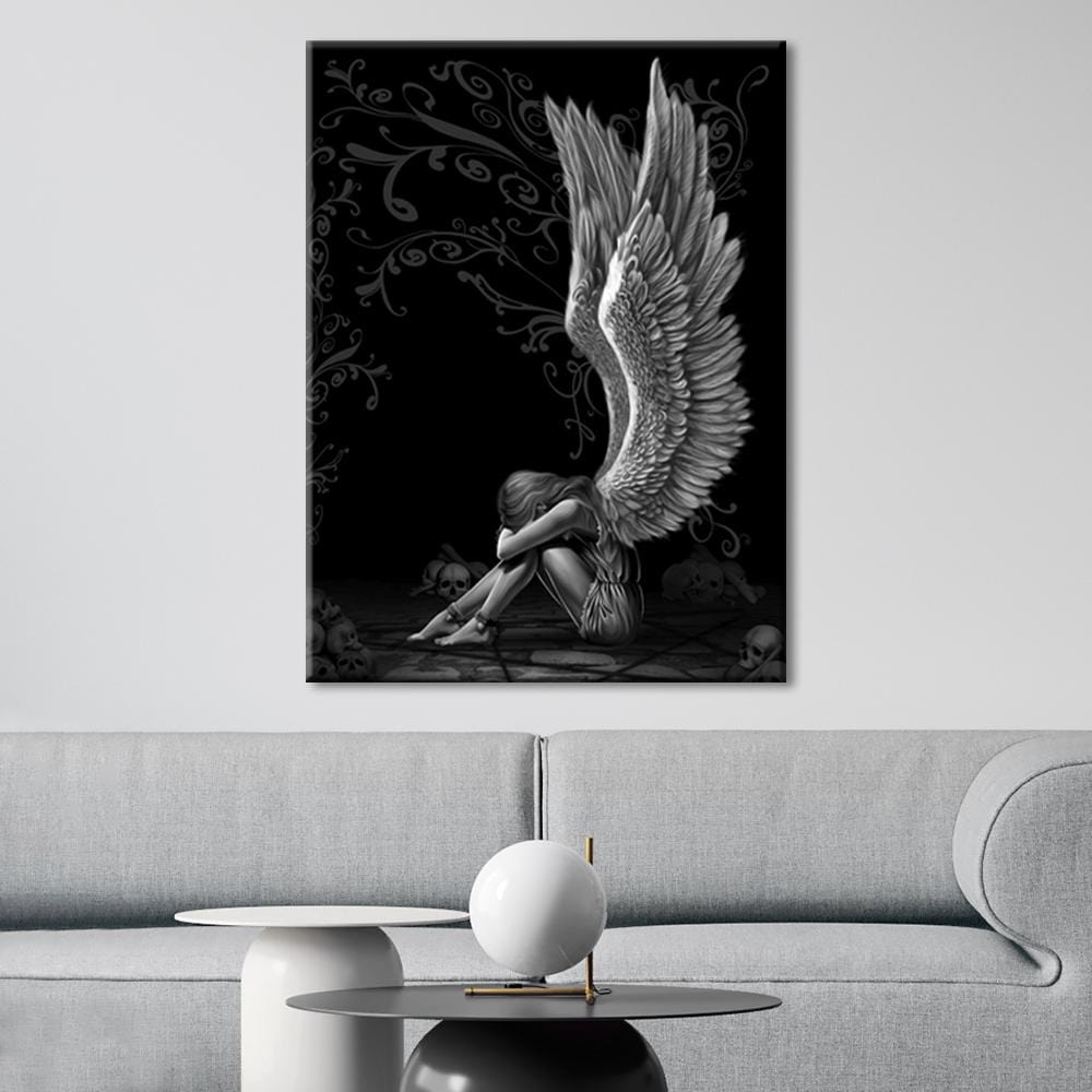 Sad Angel Black Canvas