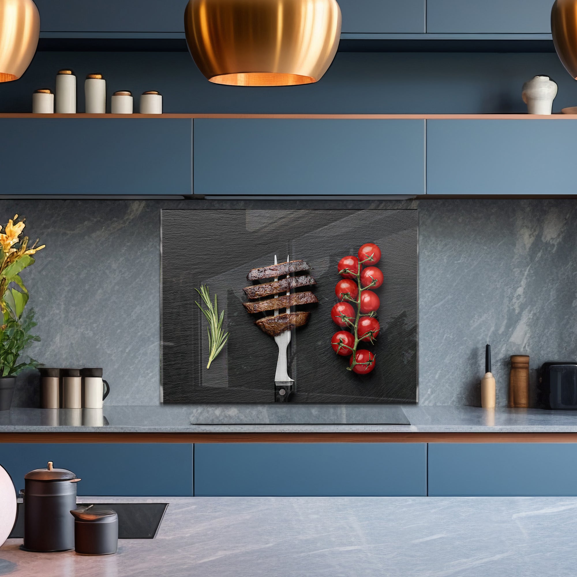 Steak & Tomatoes – Tempered Glass Kitchen Backsplash