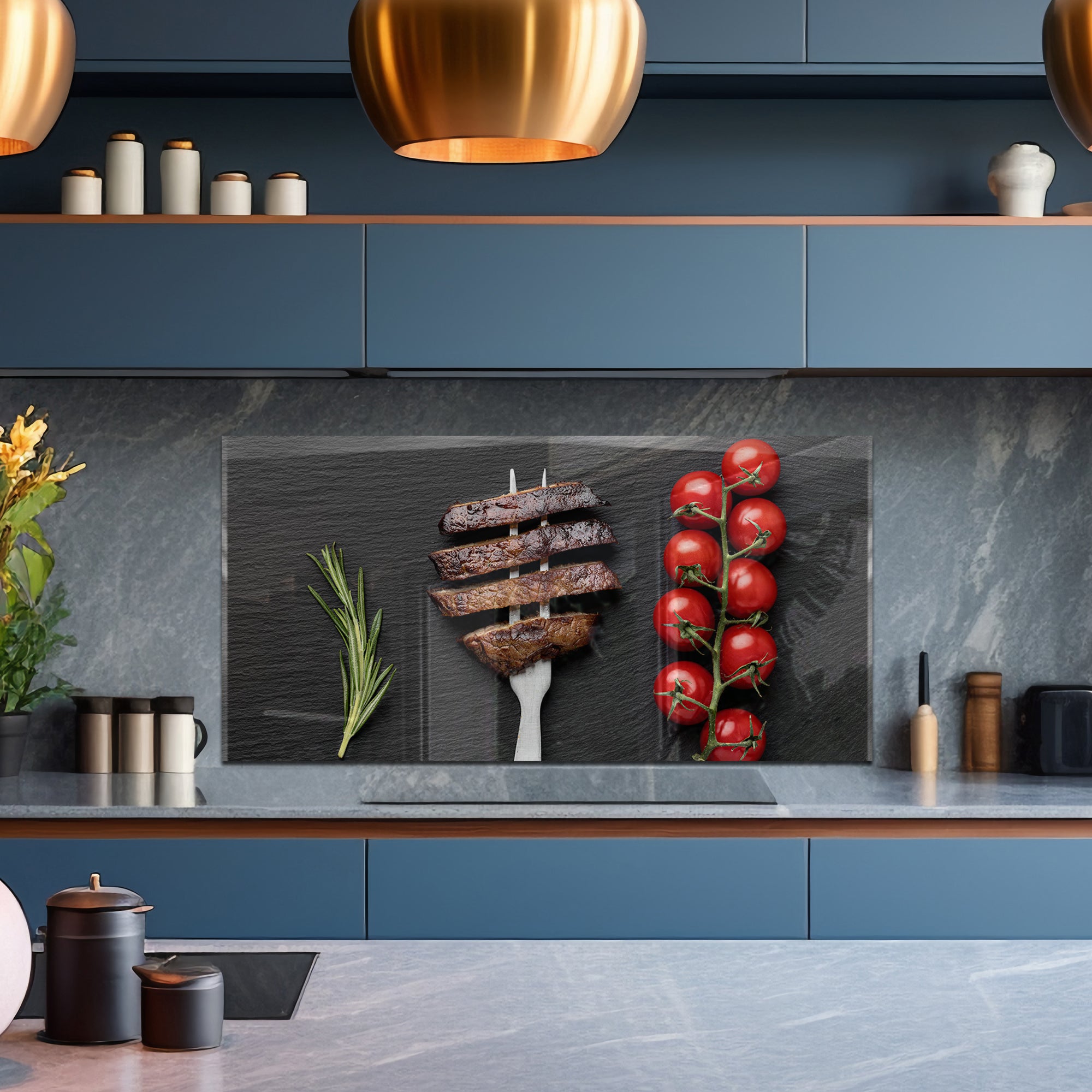Steak & Tomatoes – Tempered Glass Kitchen Backsplash