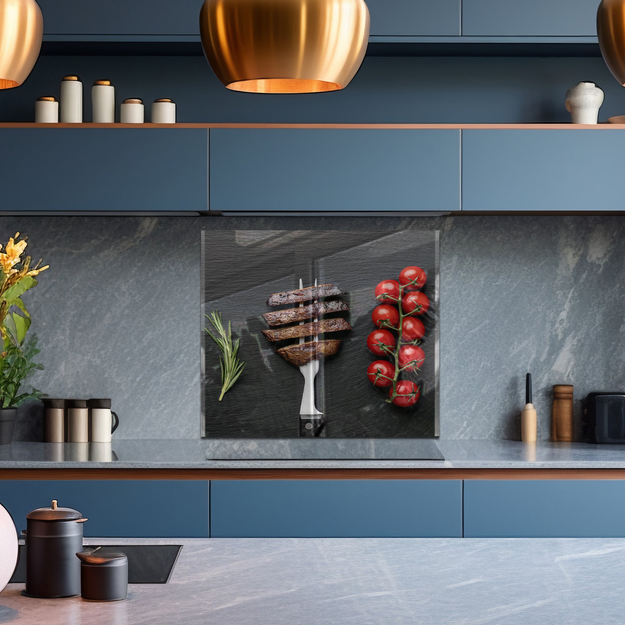 Steak & Tomatoes – Tempered Glass Kitchen Backsplash