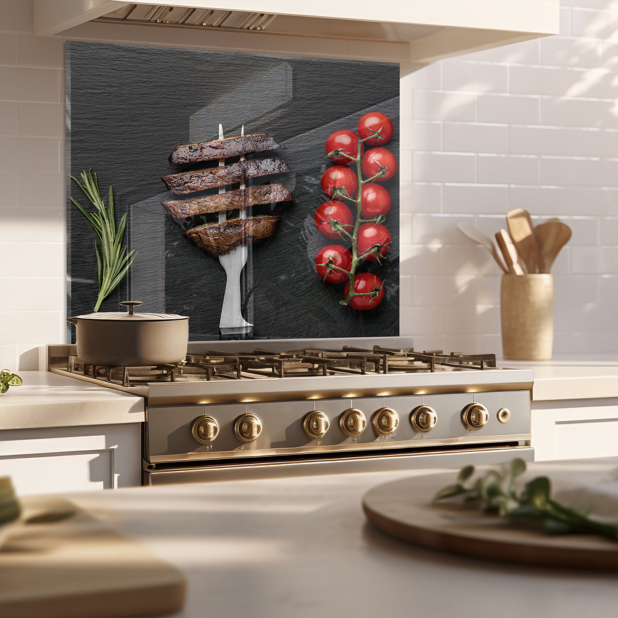 Steak & Tomatoes – Tempered Glass Kitchen Backsplash