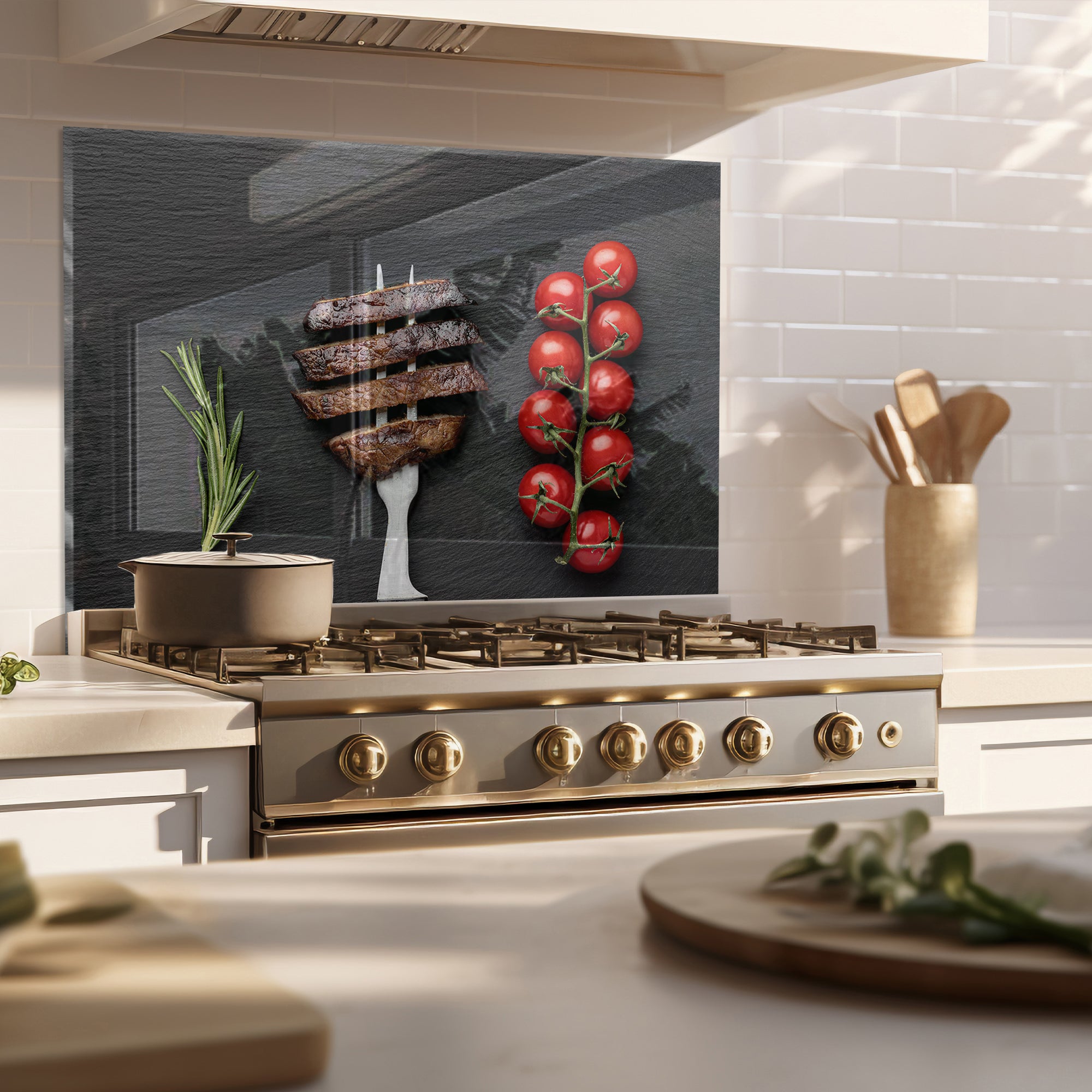 Steak & Tomatoes – Tempered Glass Kitchen Backsplash