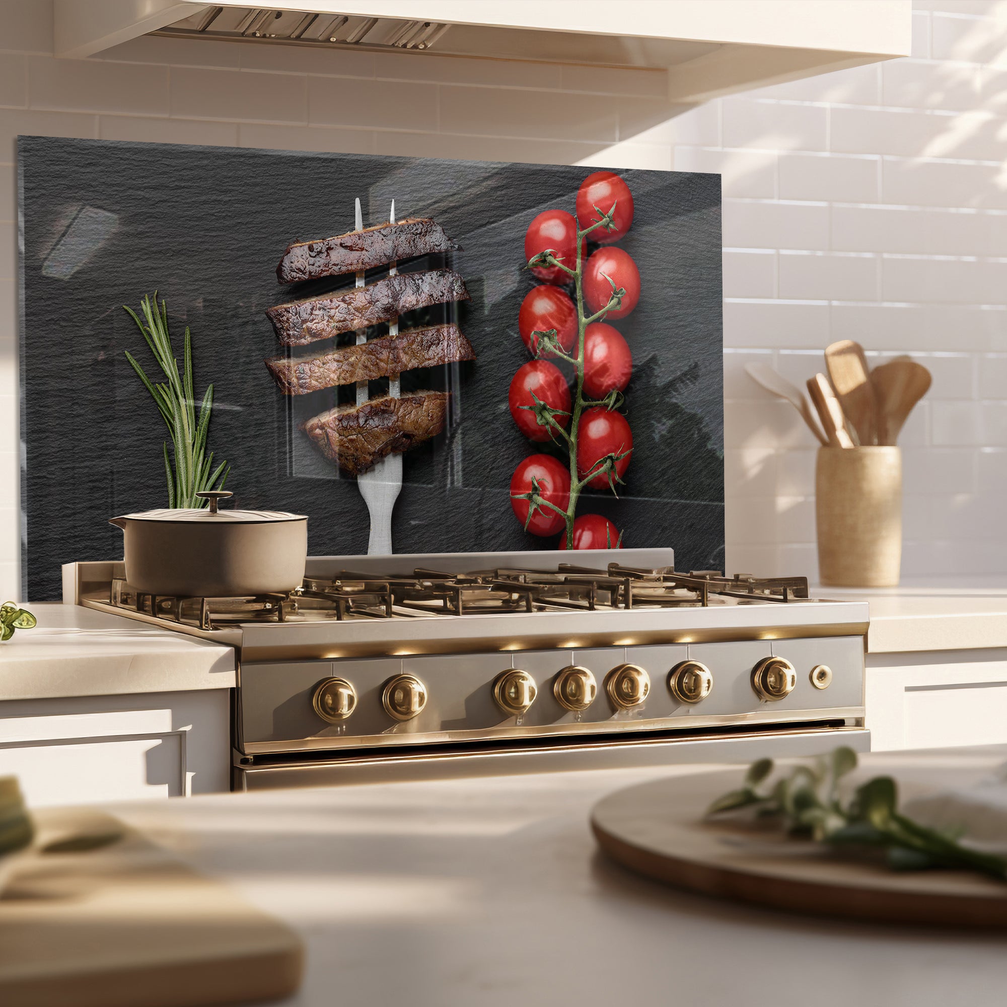 Steak & Tomatoes – Tempered Glass Kitchen Backsplash