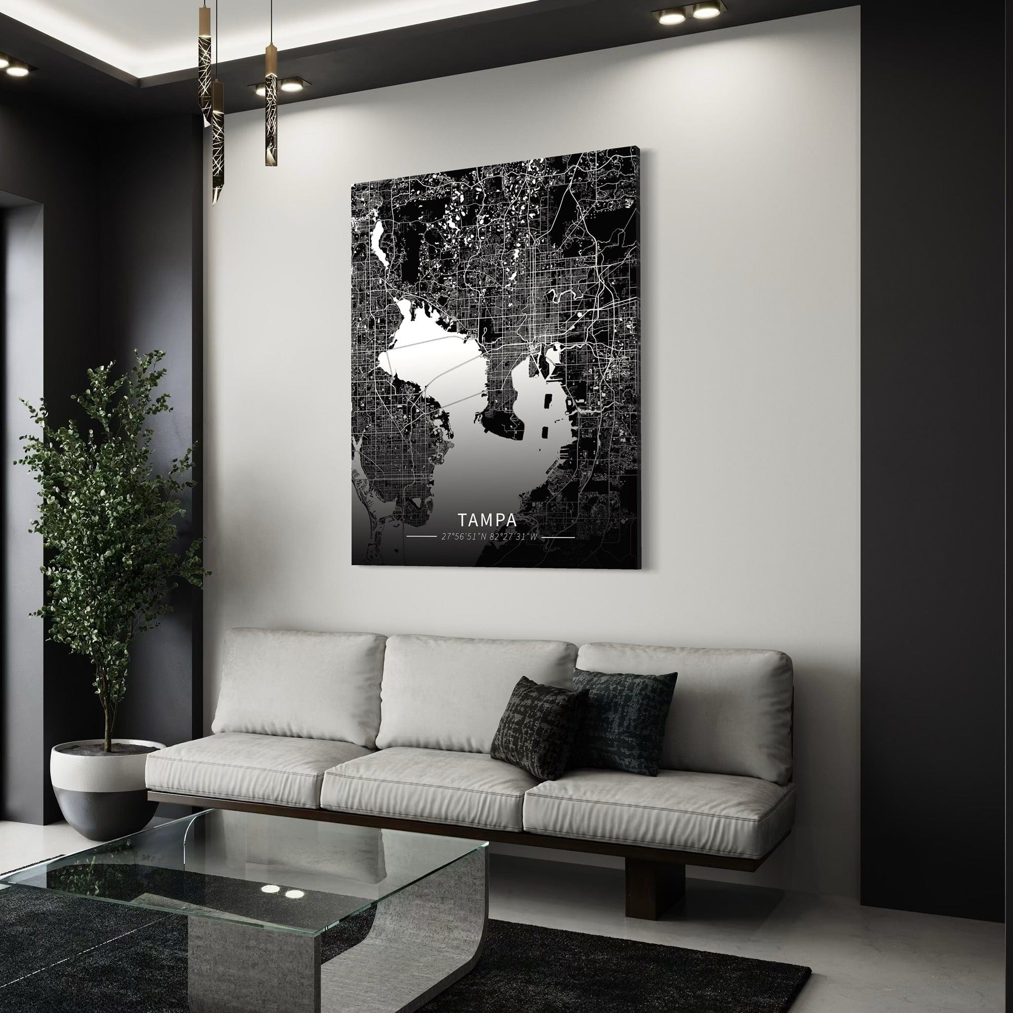 Tampa City Map Canvas