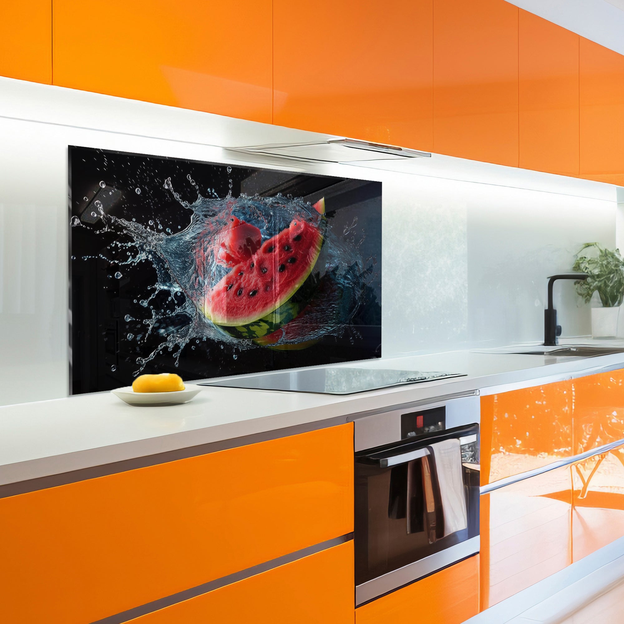 Watermelon Splash – Juicy Tempered Glass Kitchen Backsplash