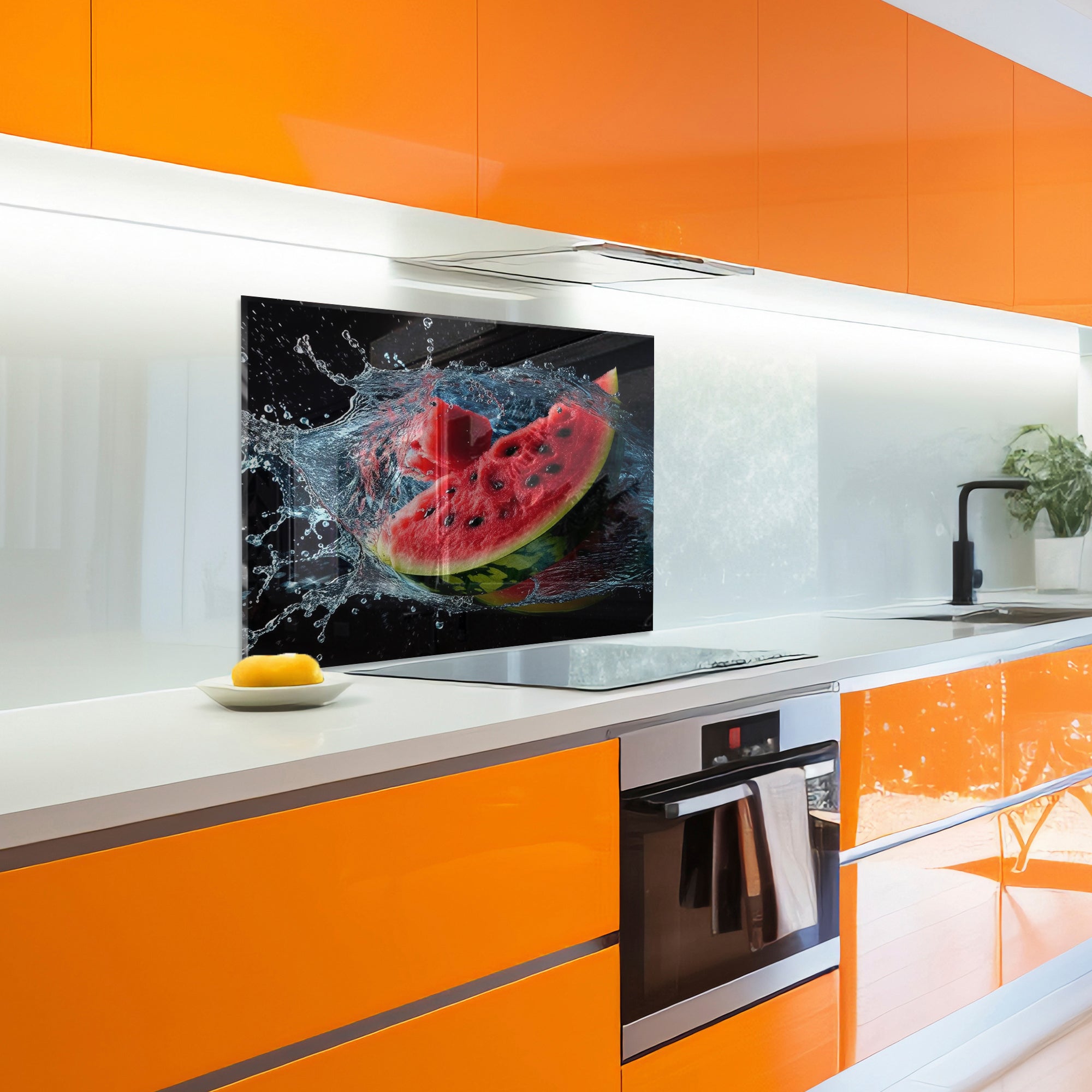 Watermelon Splash – Juicy Tempered Glass Kitchen Backsplash