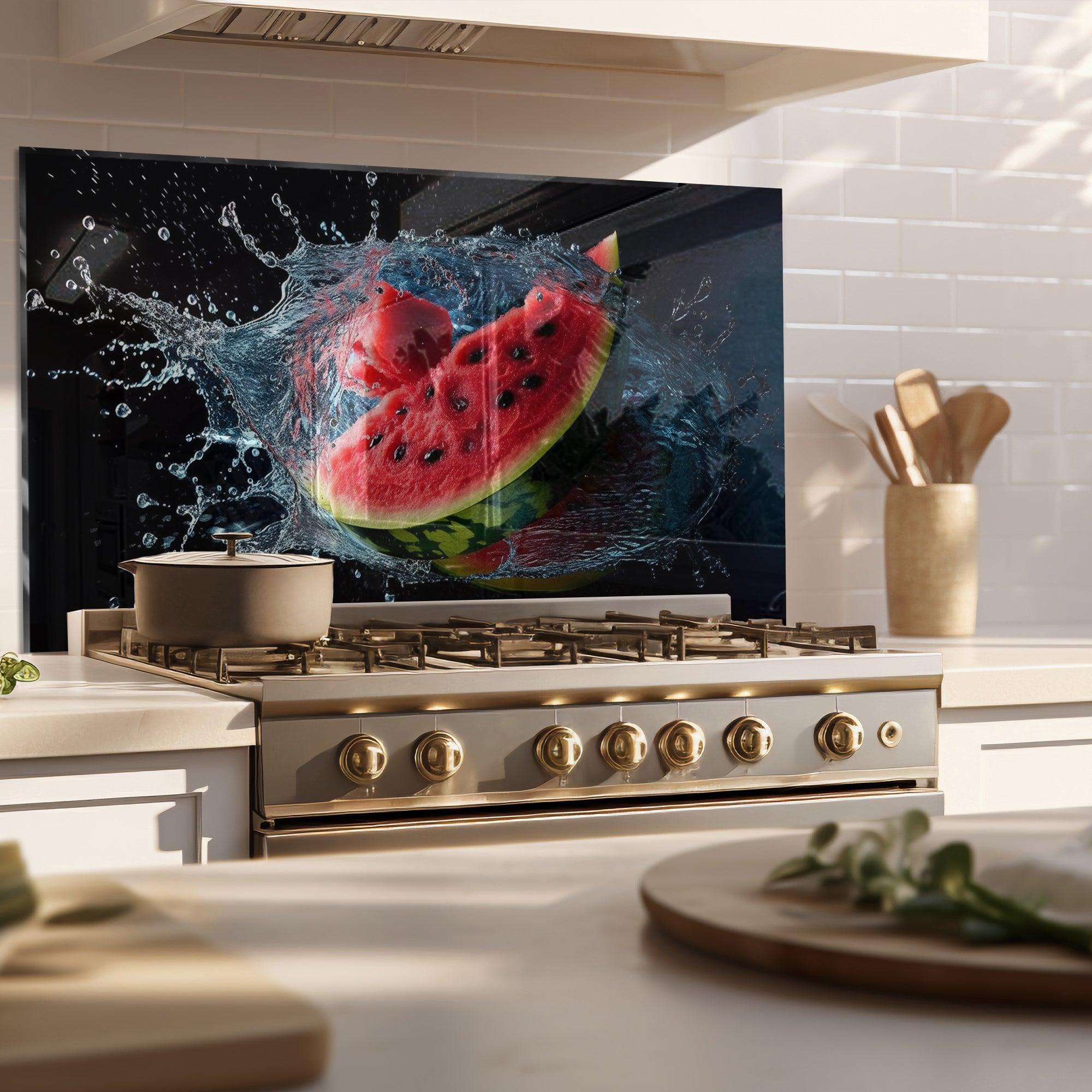 Watermelon Splash – Juicy Tempered Glass Kitchen Backsplash