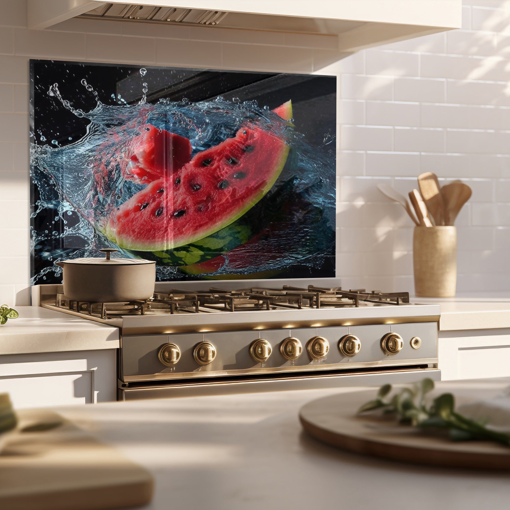 Watermelon Splash – Juicy Tempered Glass Kitchen Backsplash